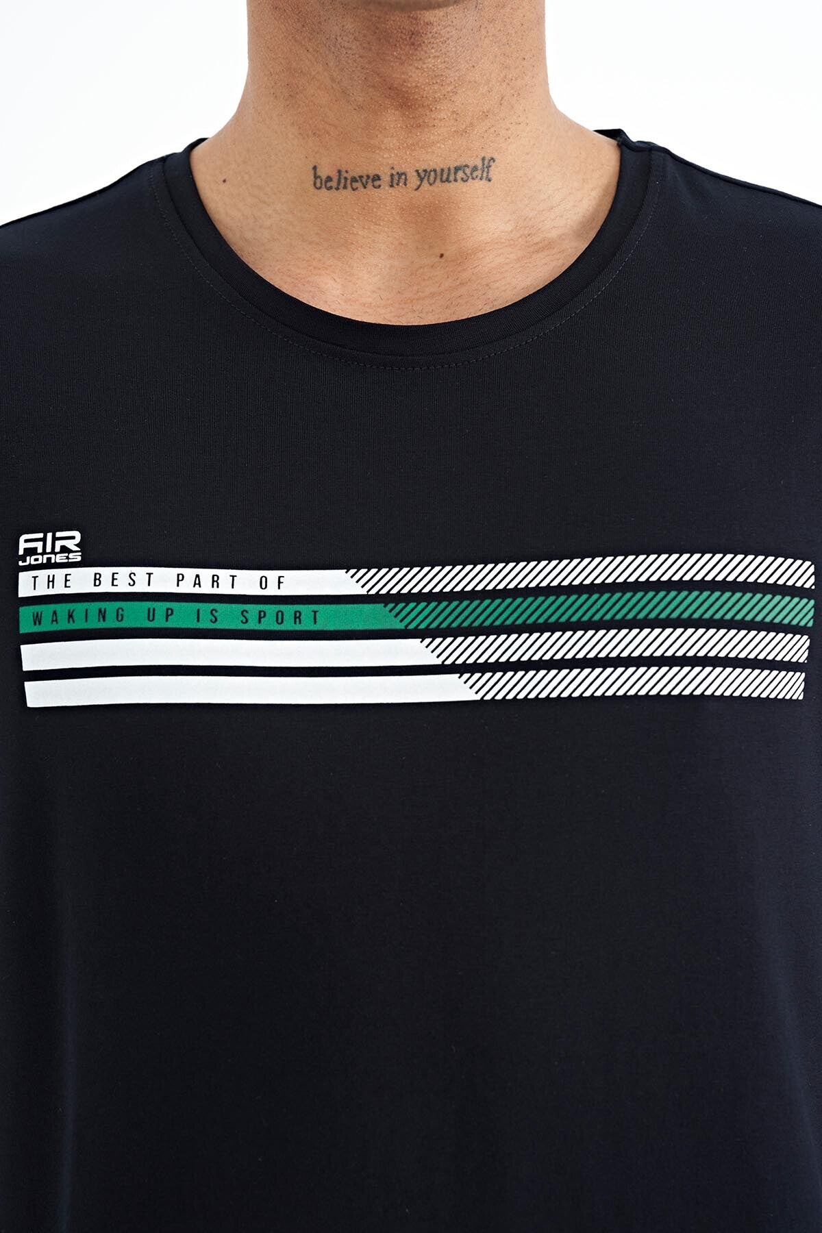 Navy Blue O Collar Men's T-Shirt - 88229