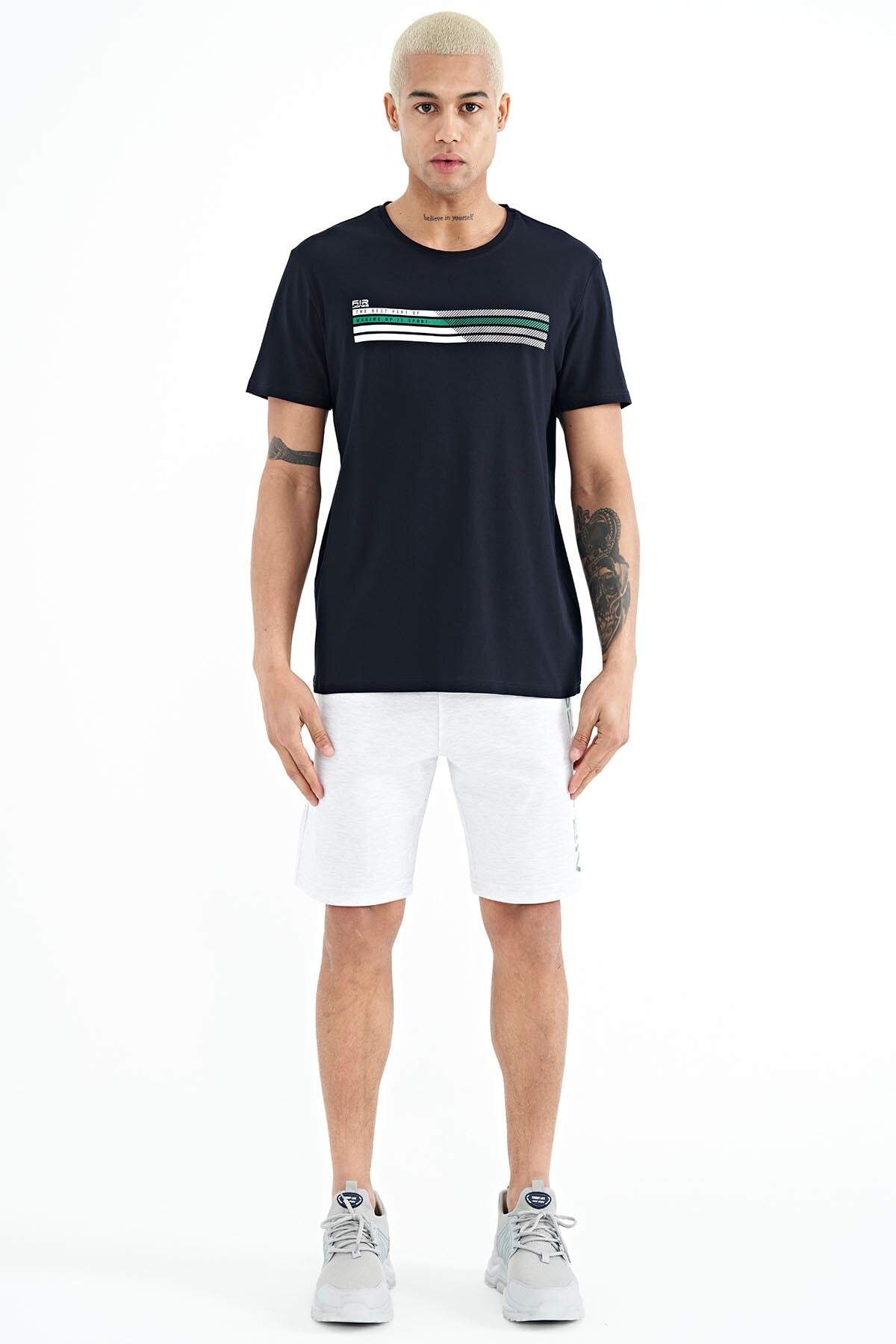 Navy Blue O Collar Men's T-Shirt - 88229