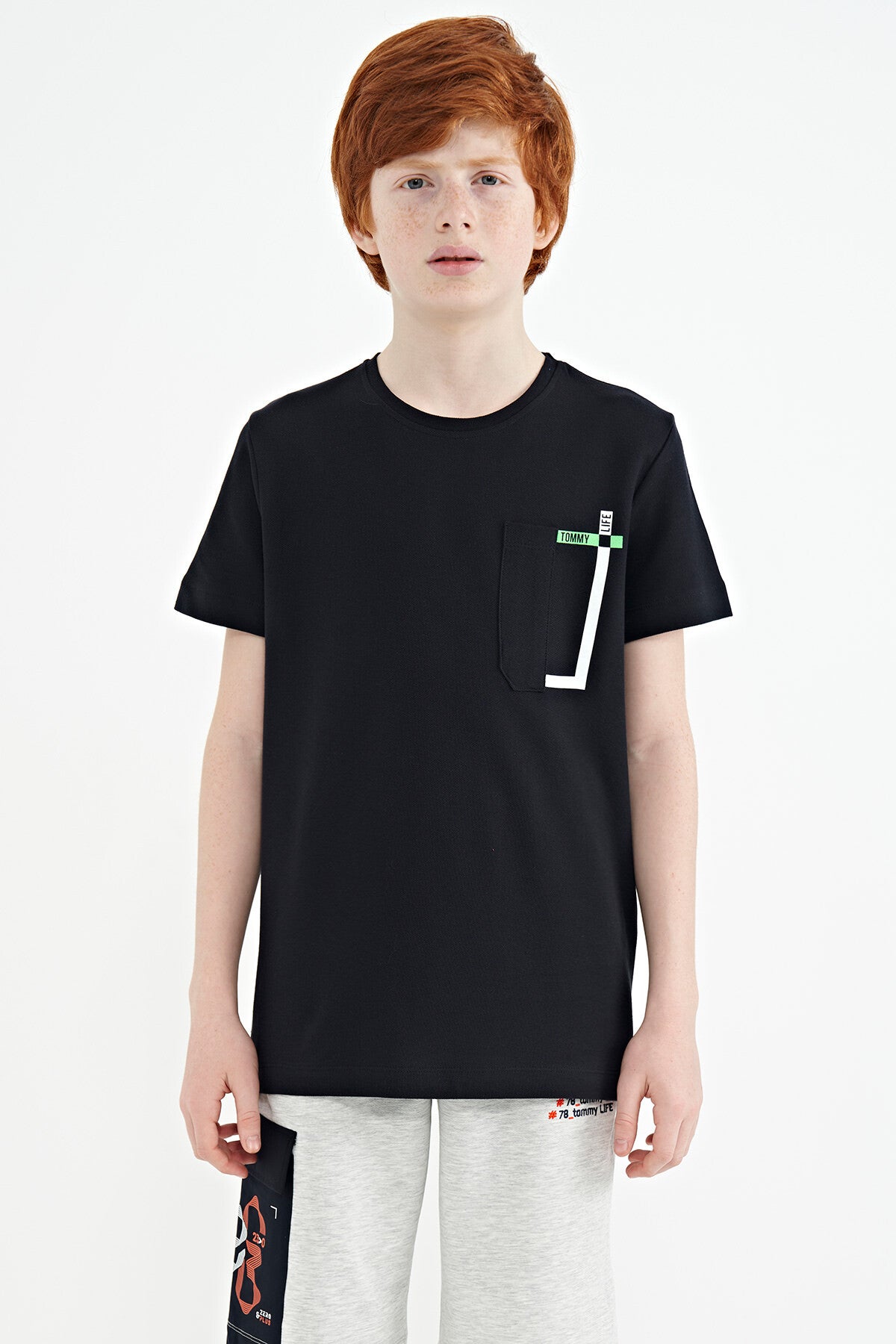 Navy Blue Detailed O Collar Standard Fit Boys' T-Shirt - 11120