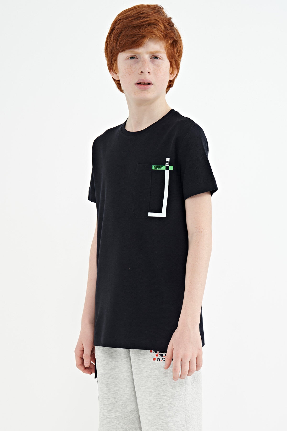 Navy Blue Detailed O Collar Standard Fit Boys' T-Shirt - 11120