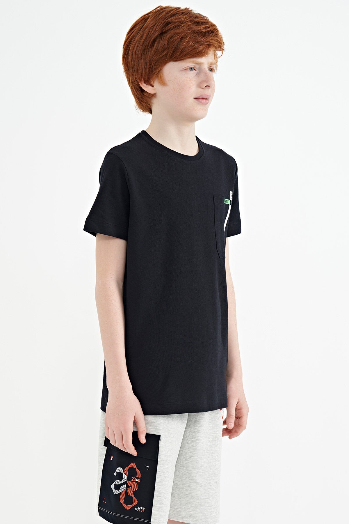 Navy Blue Detailed O Collar Standard Fit Boys' T-Shirt - 11120