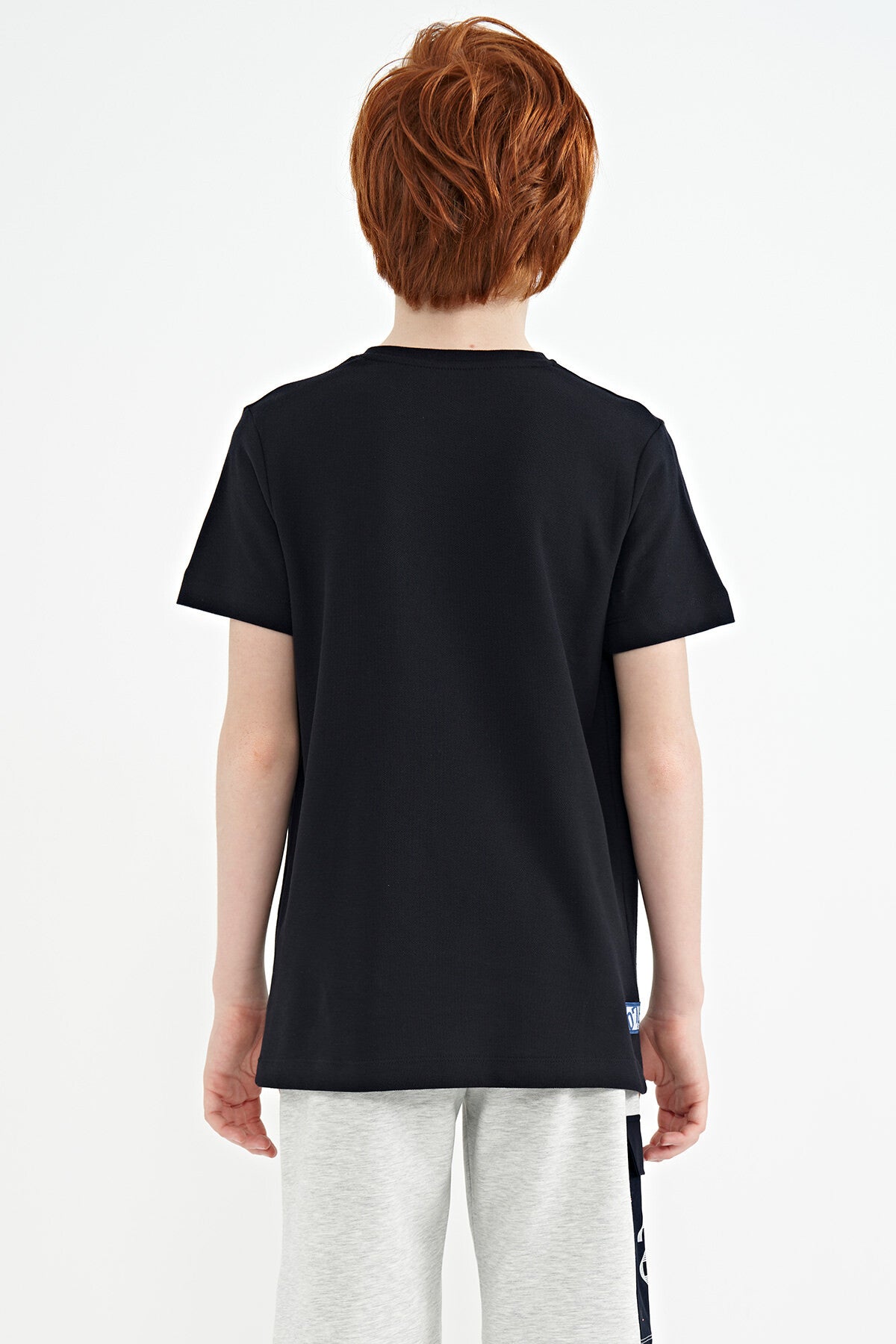 Navy Blue Detailed O Collar Standard Fit Boys' T-Shirt - 11120
