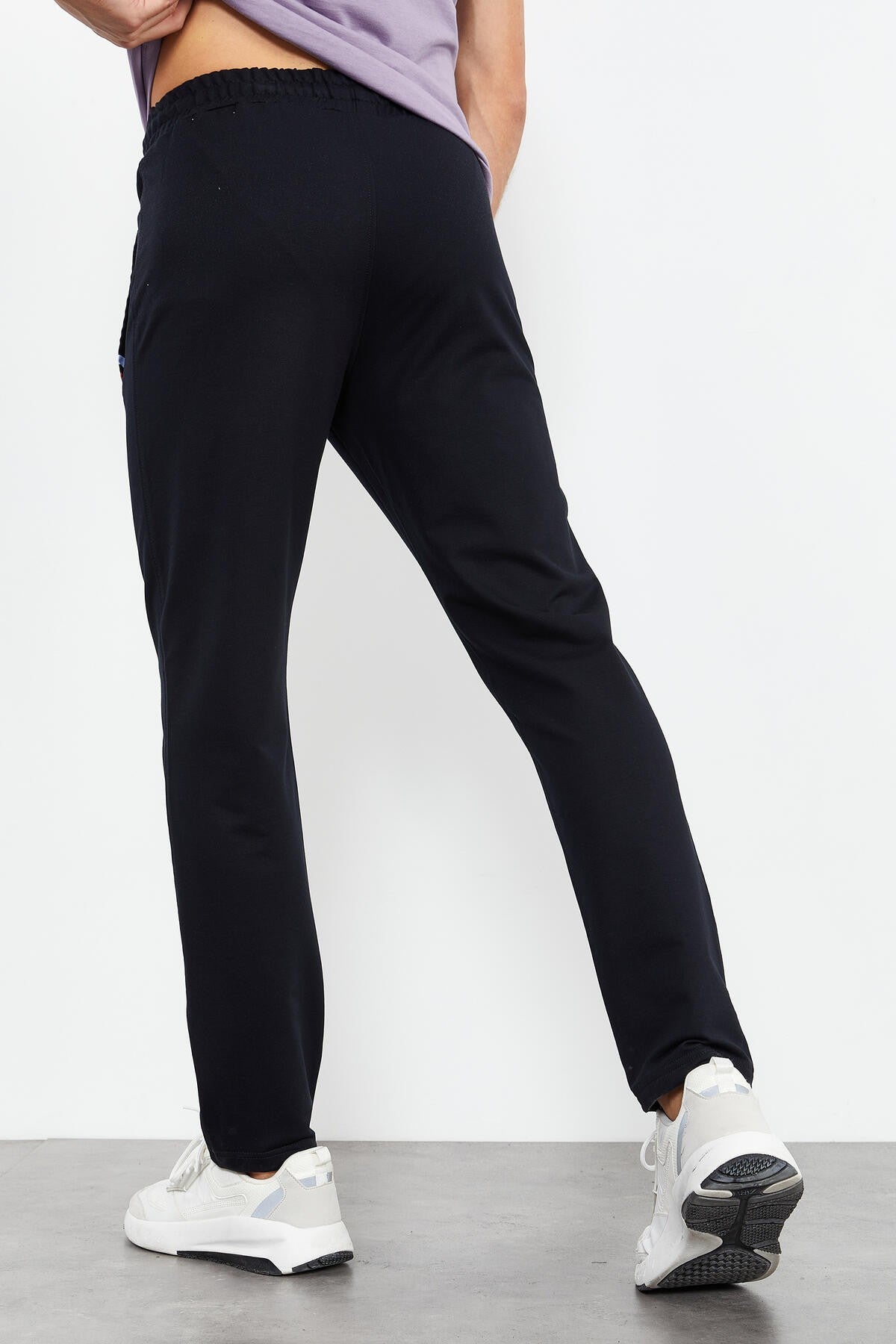 Navy Blue Zippered Hem Classic Fit Men's Tracksuit Bottom - 84649