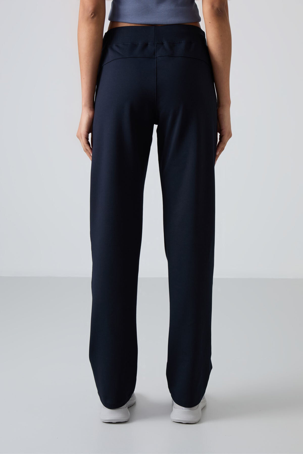 Navy Blue Zippered Comfort Fit Classic Hem Women's Tracksuit Bottom - 94195