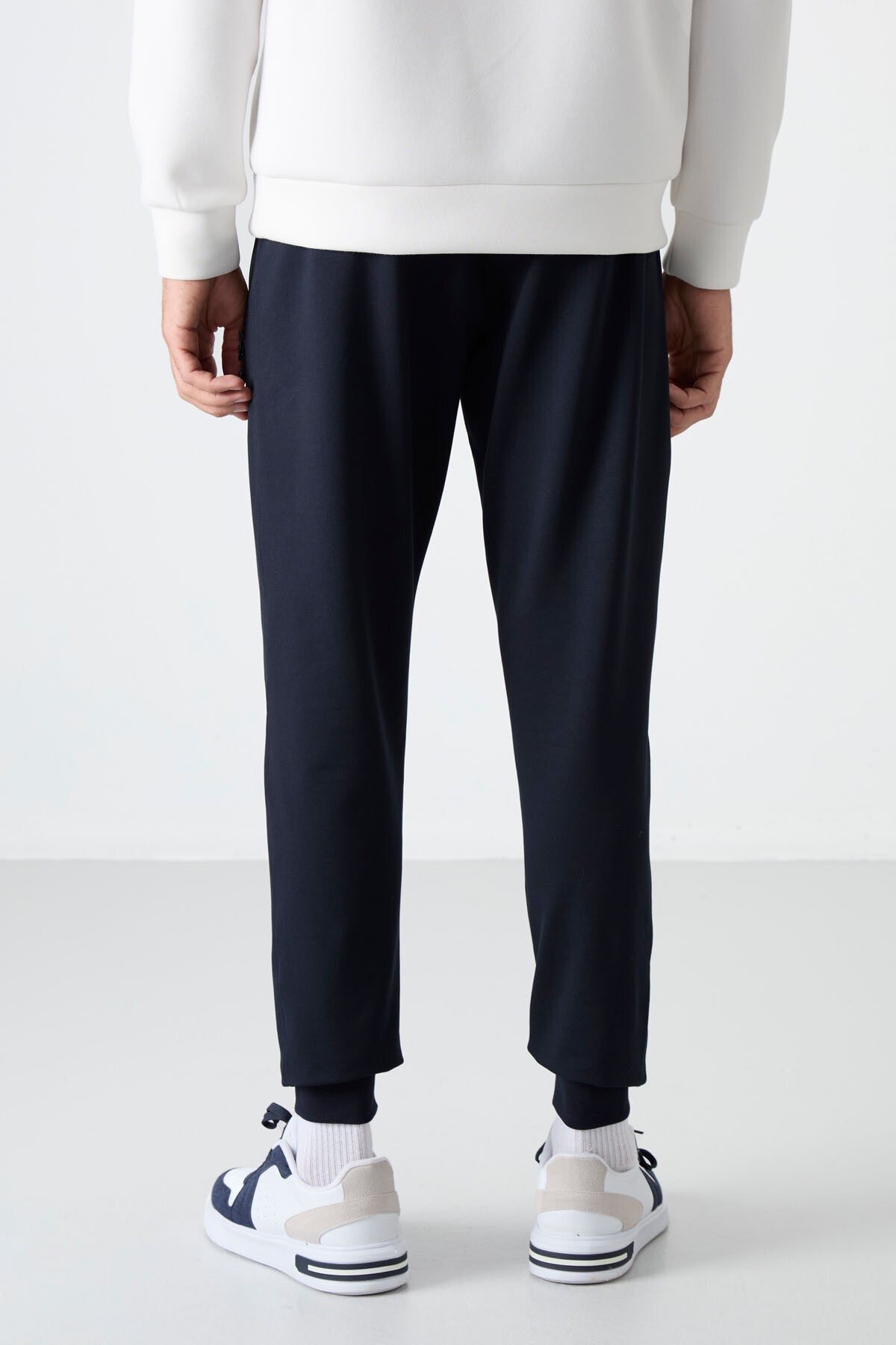 Navy Blue Zippered Standard Fit Jogger Men's Tracksuit Bottom - 84587