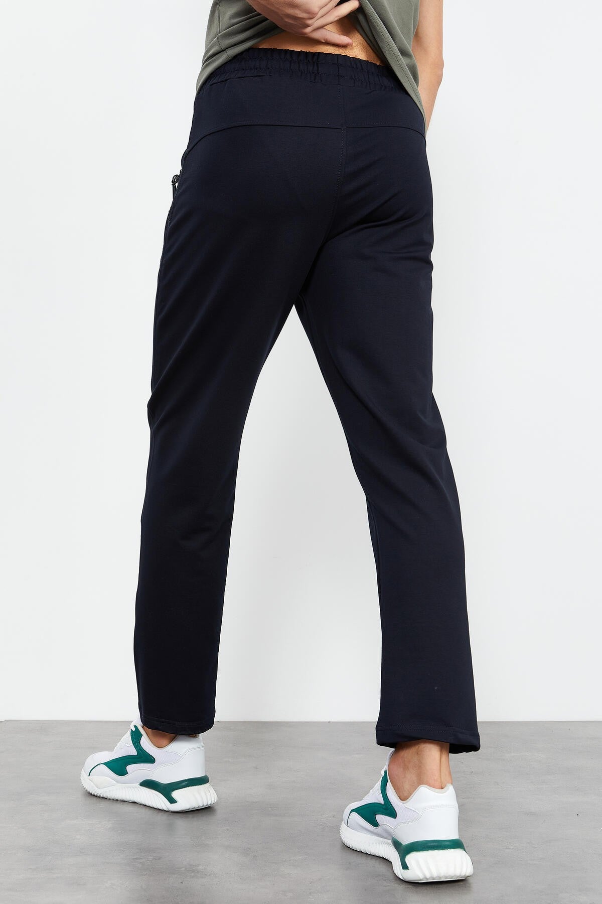 Navy Blue Zippered Detailed Standard Fit Classic Hem Men's Tracksuit Bottom - 84744