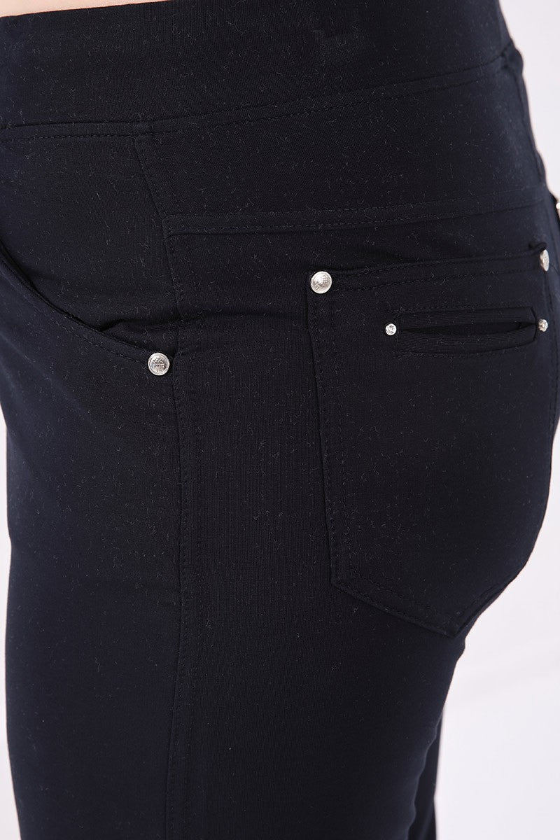 Navy Blue Classic Stone Detailed Women's Plus Size Tracksuit Bottom - 94040