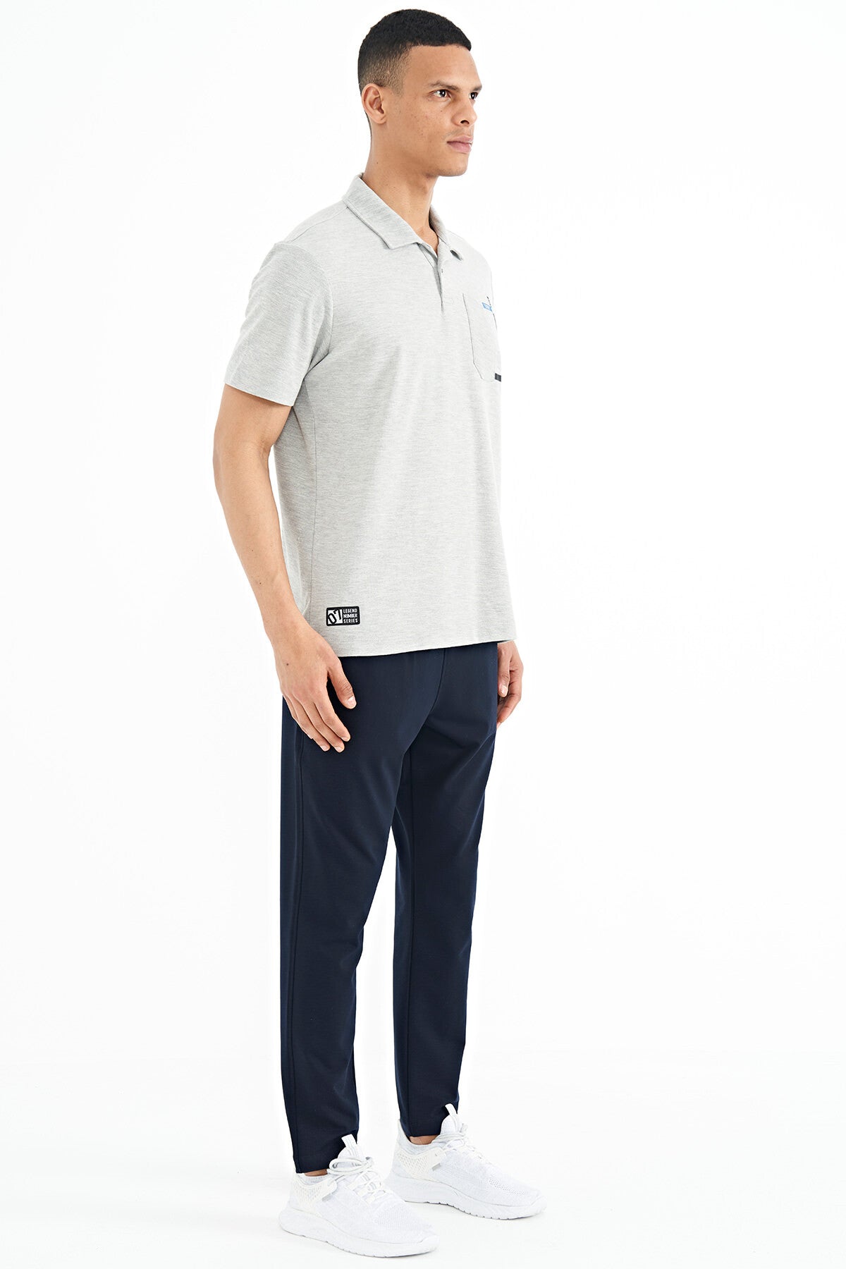 Navy Blue Logo Embroidered Side Pocketed Standard Fit Men's Tracksuit Bottom - 84967