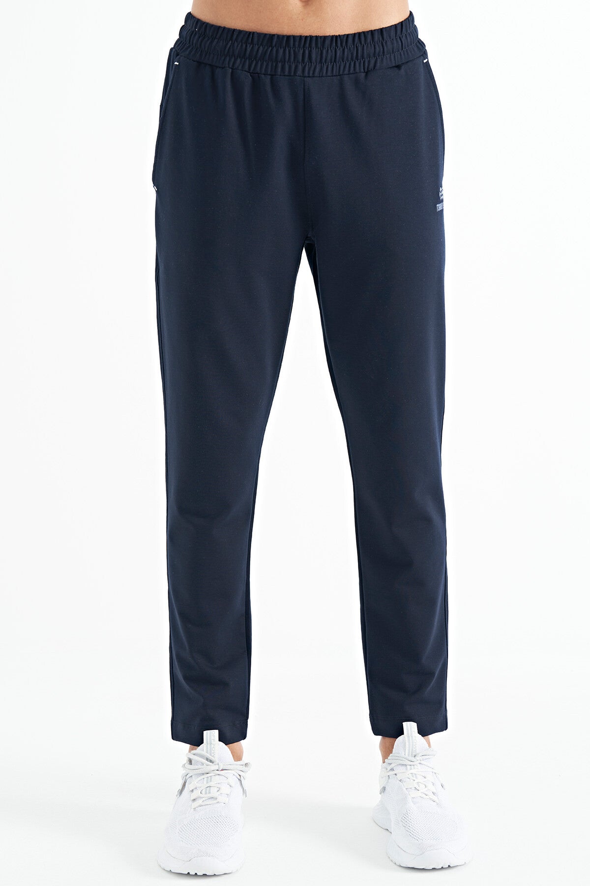 Navy Blue Logo Embroidered Side Pocketed Standard Fit Men's Tracksuit Bottom - 84967