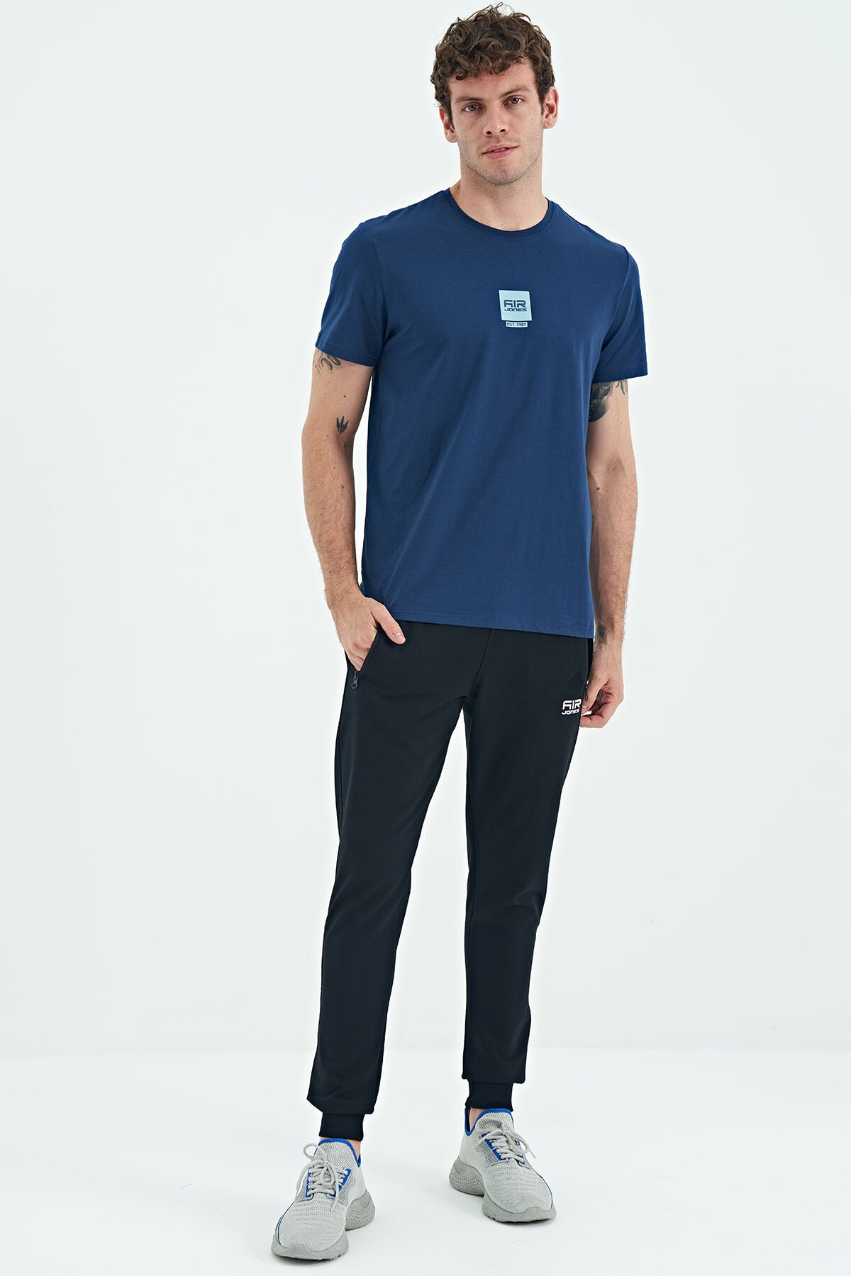 Navy Blue Drawstring Jogger Men's Tracksuit Bottom - 84907