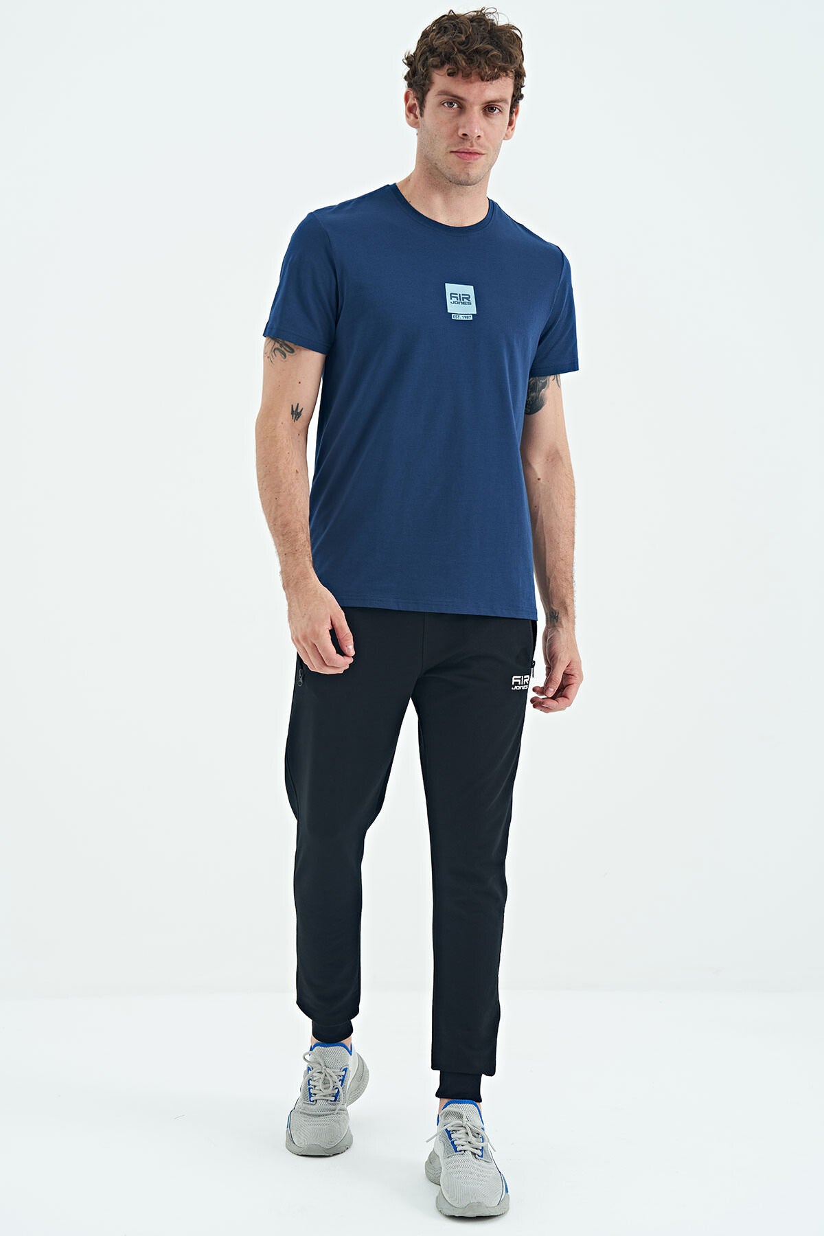 Navy Blue Drawstring Jogger Men's Tracksuit Bottom - 84907