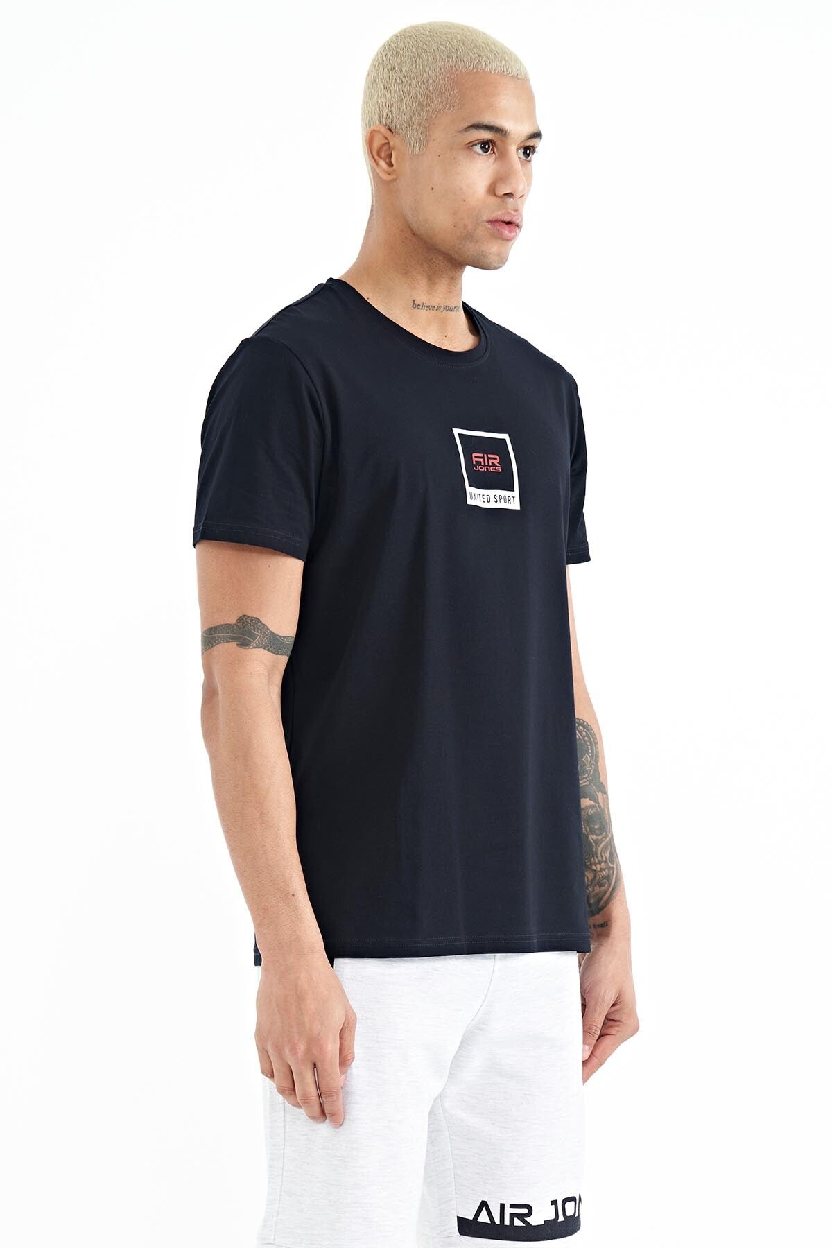 Adney Navy Blue O Collar Men's T-Shirt - 88230