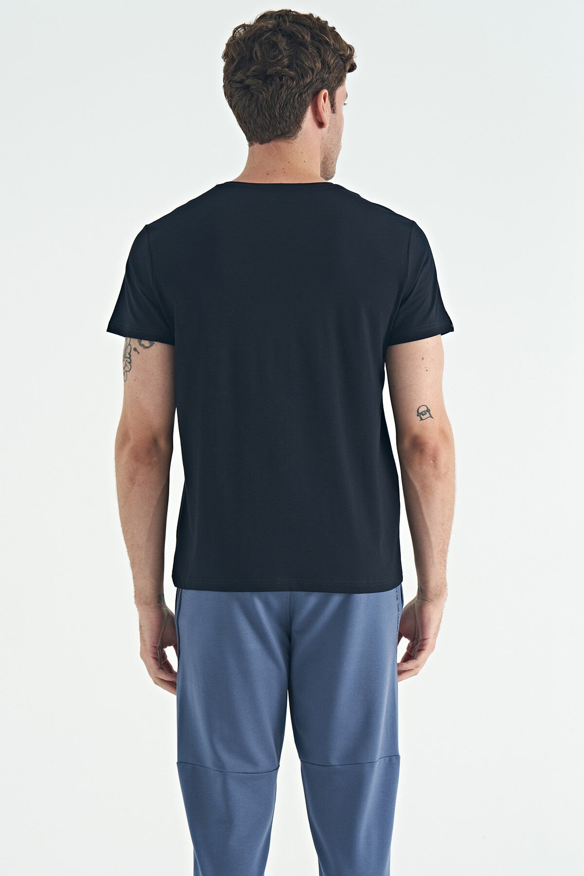 Navy Blue Basic Men's T-Shirt - 88245