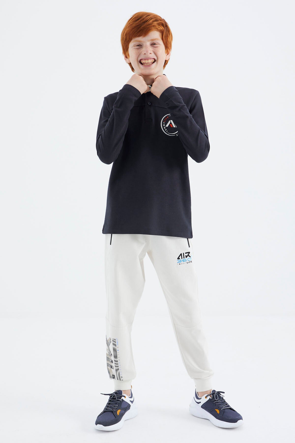 Navy Blue Polo Collar Boys T-Shirt - 11172