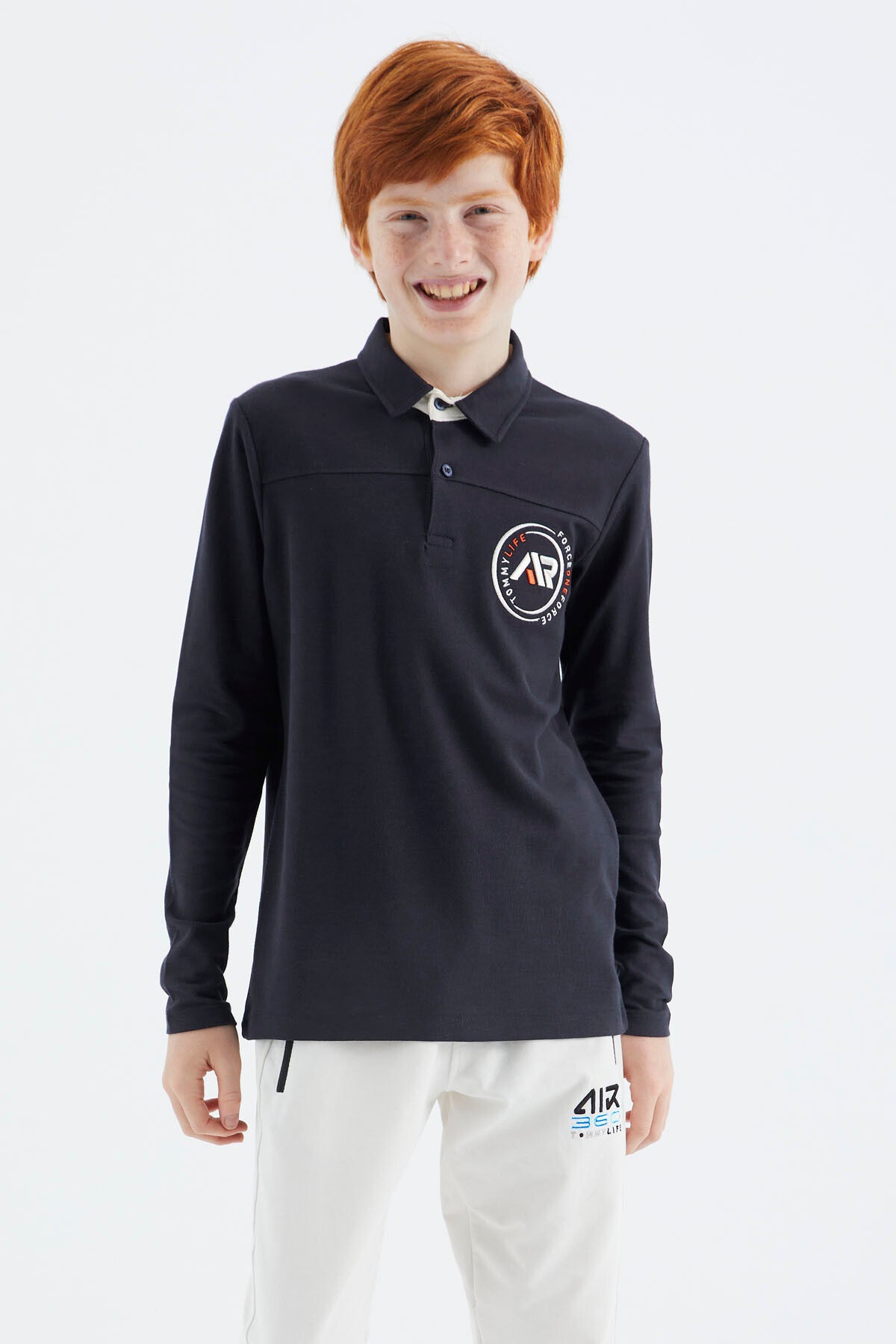 Navy Blue Polo Collar Boys T-Shirt - 11172