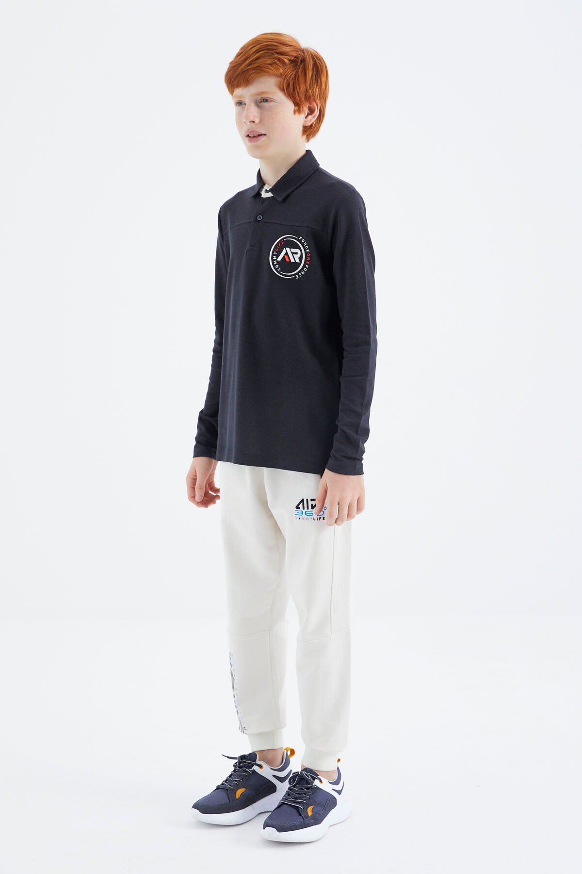 Navy Blue Polo Collar Boys T-Shirt - 11172