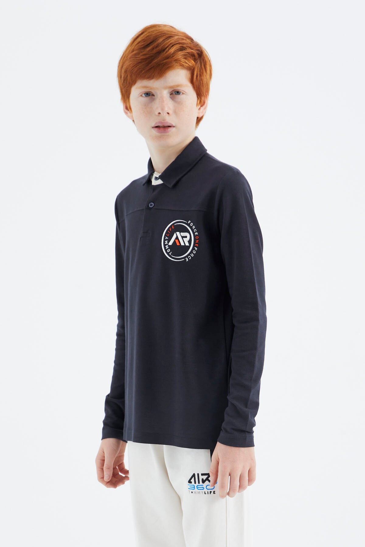 Navy Blue Polo Collar Boys T-Shirt - 11172