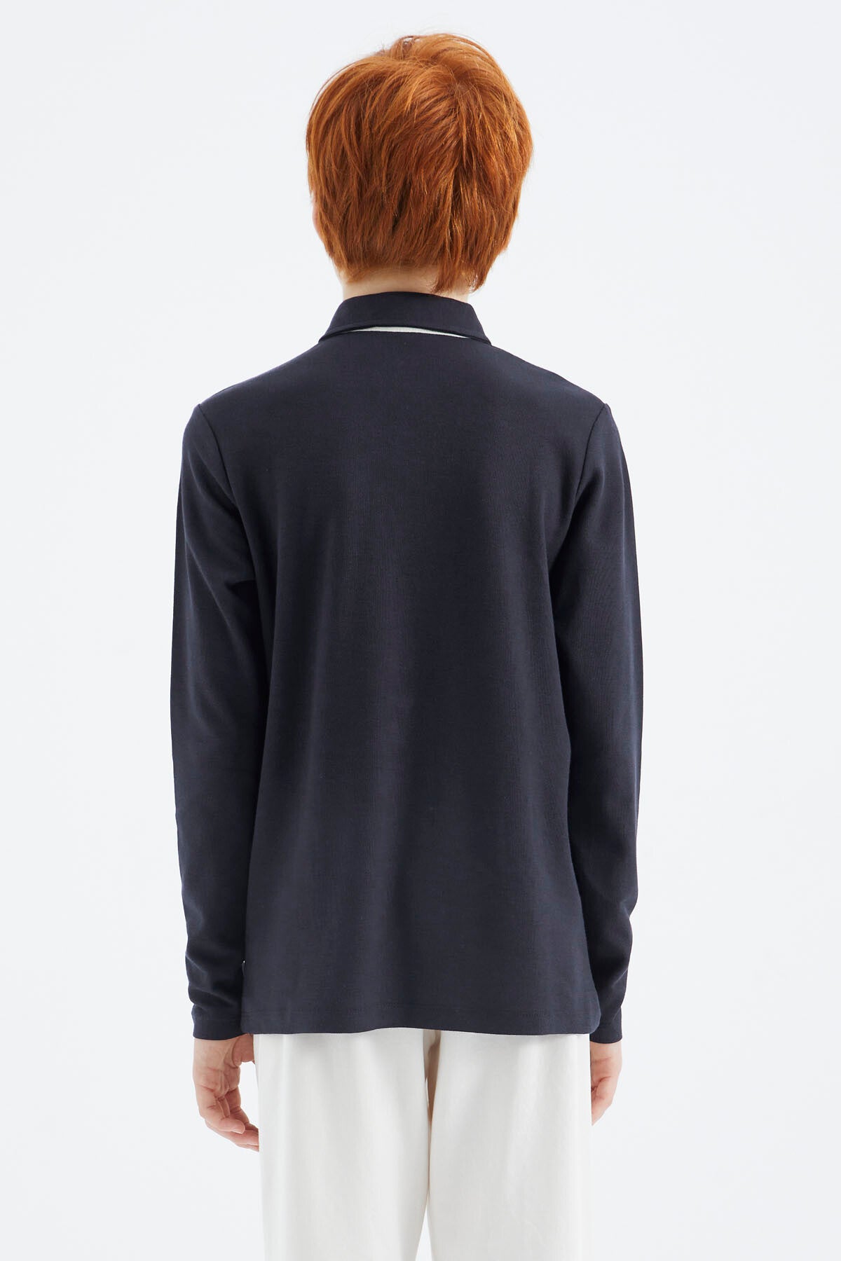 Navy Blue Polo Collar Boys T-Shirt - 11172