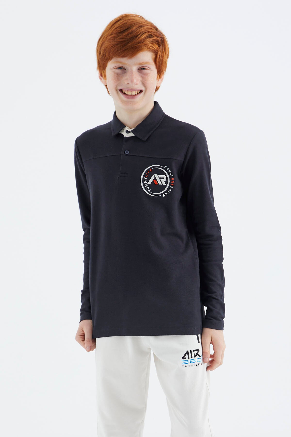Navy Blue Polo Collar Boys T-Shirt - 11172