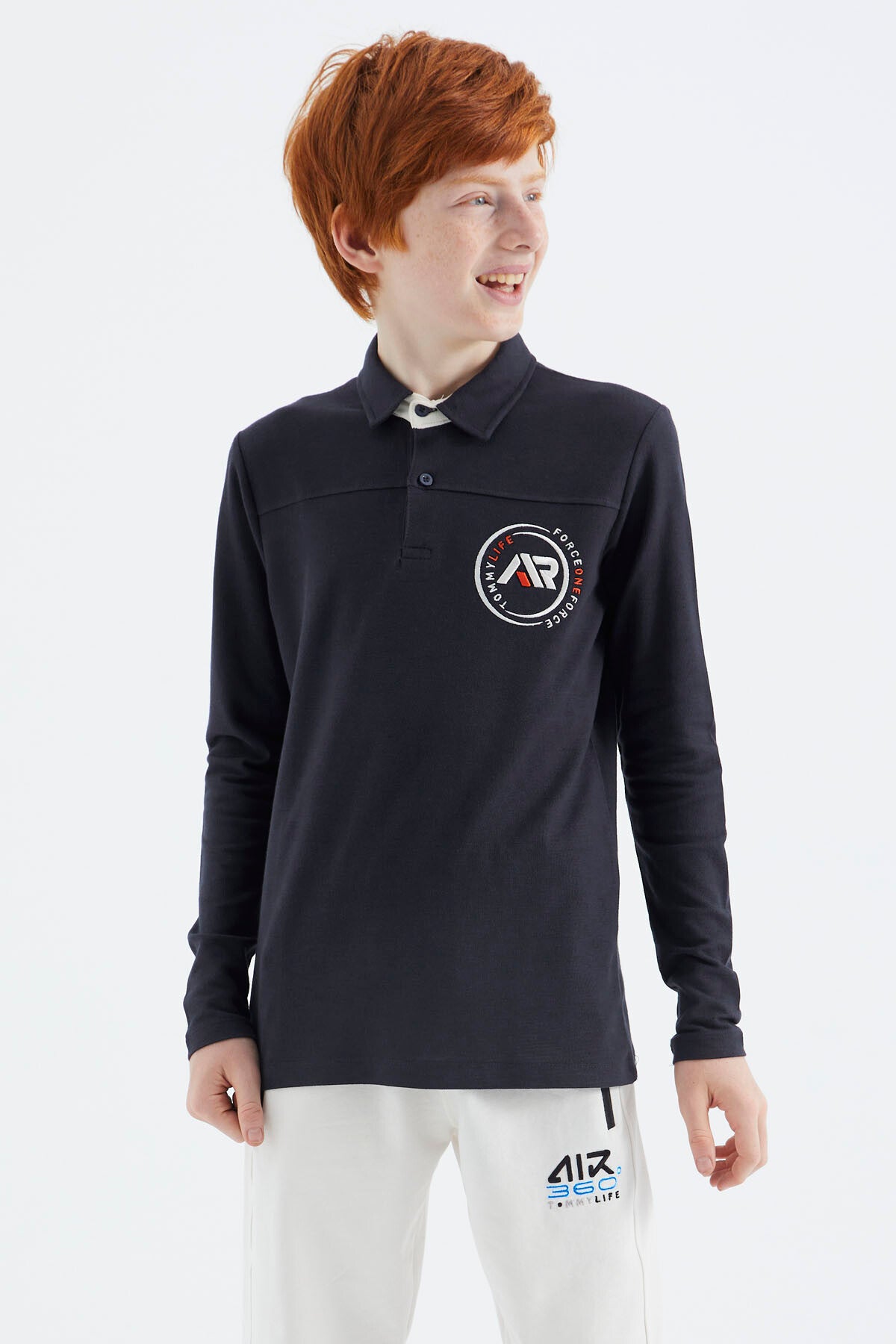 Navy Blue Polo Collar Boys T-Shirt - 11172