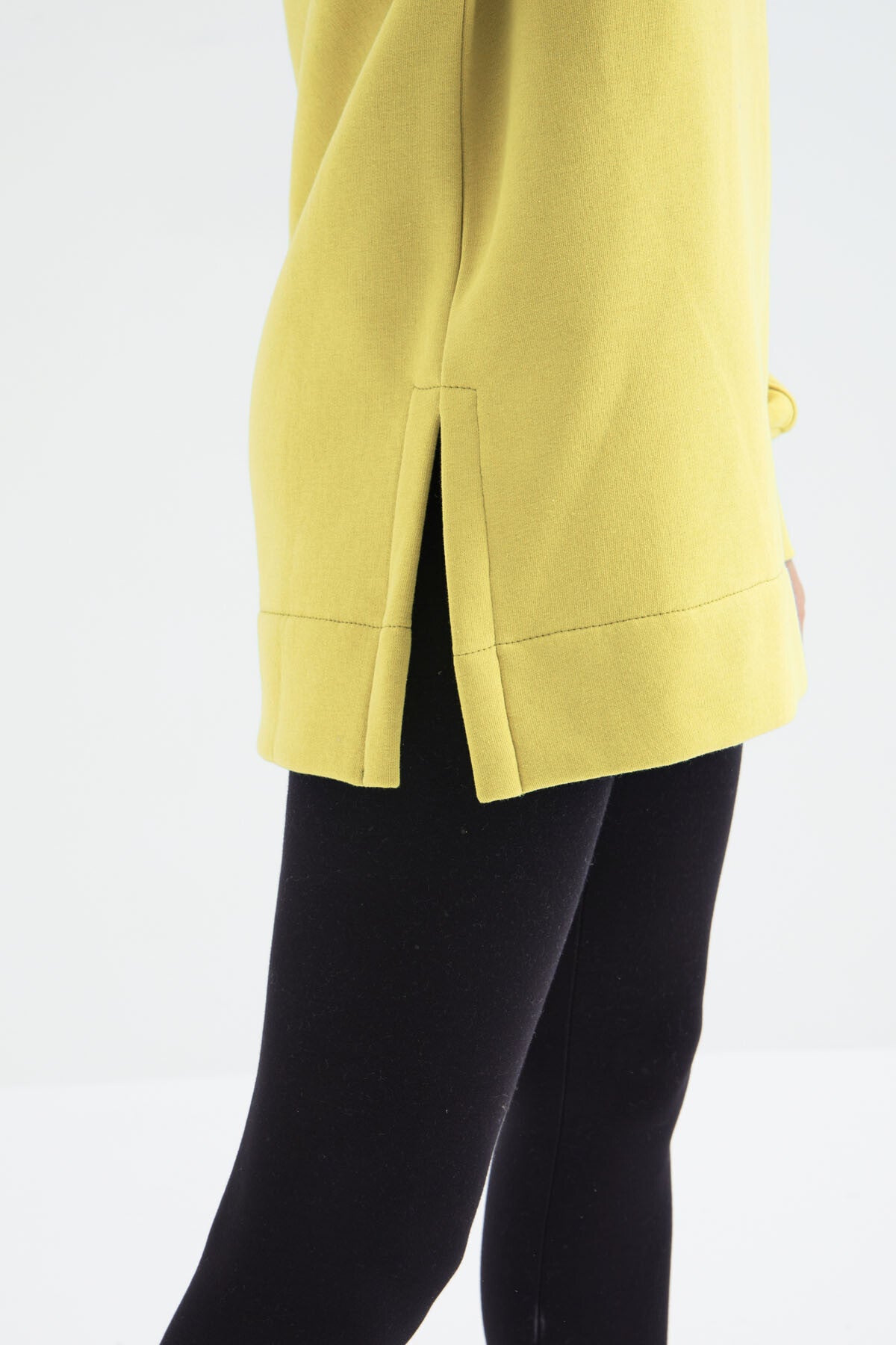 Lemon Reglan Basic Hooded Oversize Sweatshirt Tunic - 97242