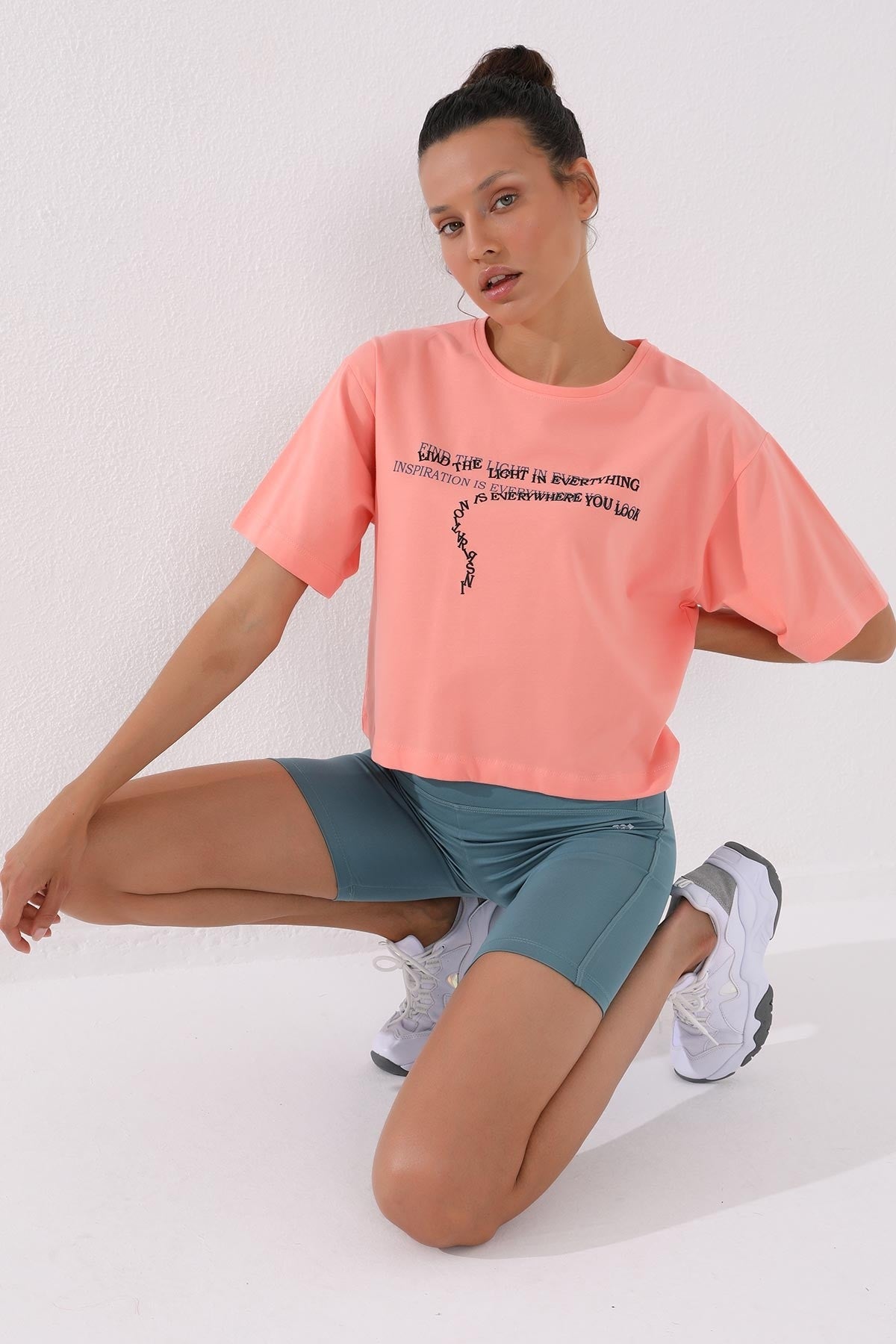 Print Short O Collar Women's Oversize T-Shirt - 97135