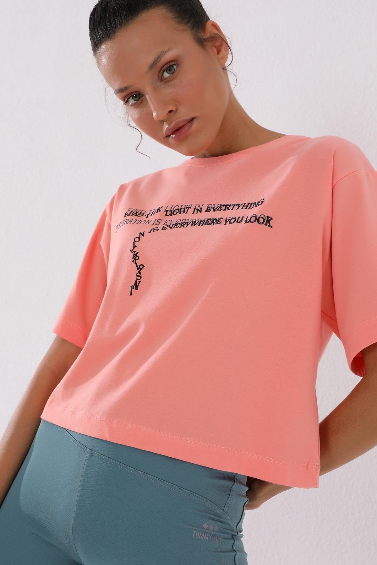 Print Short O Collar Women's Oversize T-Shirt - 97135