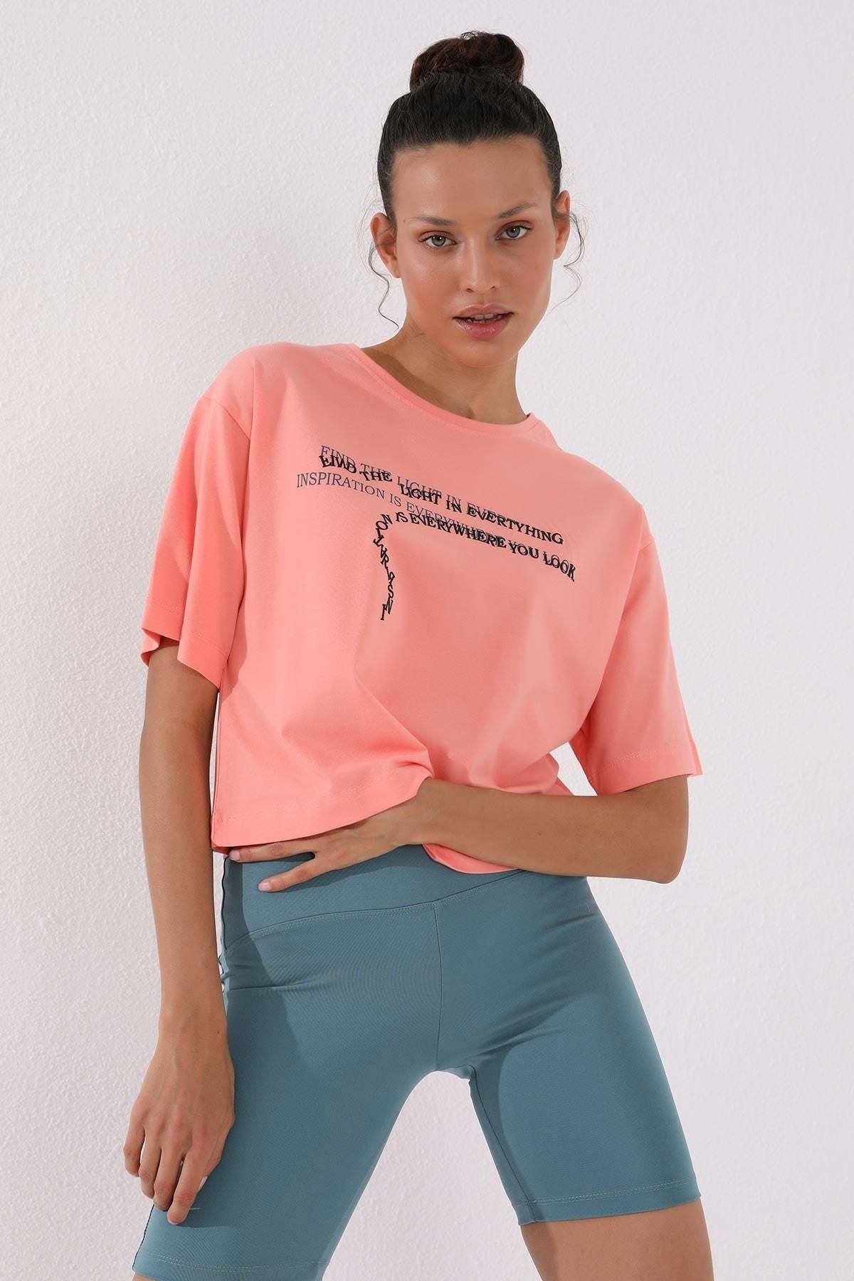 Print Short O Collar Women's Oversize T-Shirt - 97135