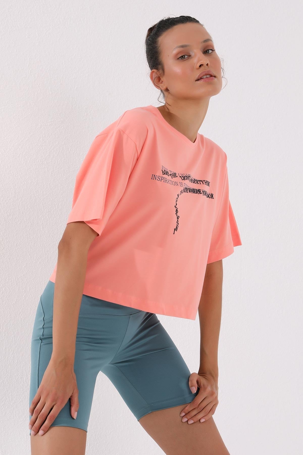 Print Short O Collar Women's Oversize T-Shirt - 97135
