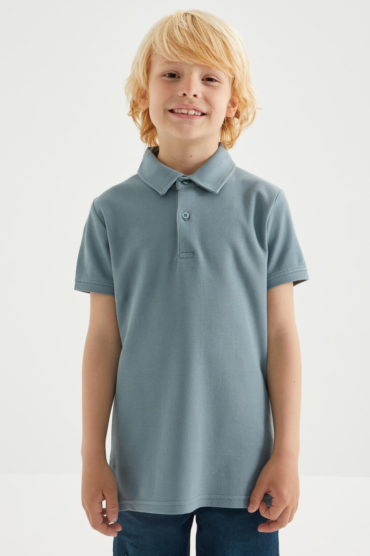 Mint Green Classic Short Sleeve Polo Collar Boys T-Shirt - 10962