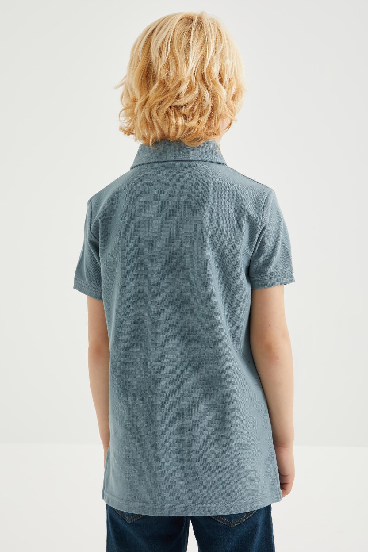 Mint Green Classic Short Sleeve Polo Collar Boys T-Shirt - 10962