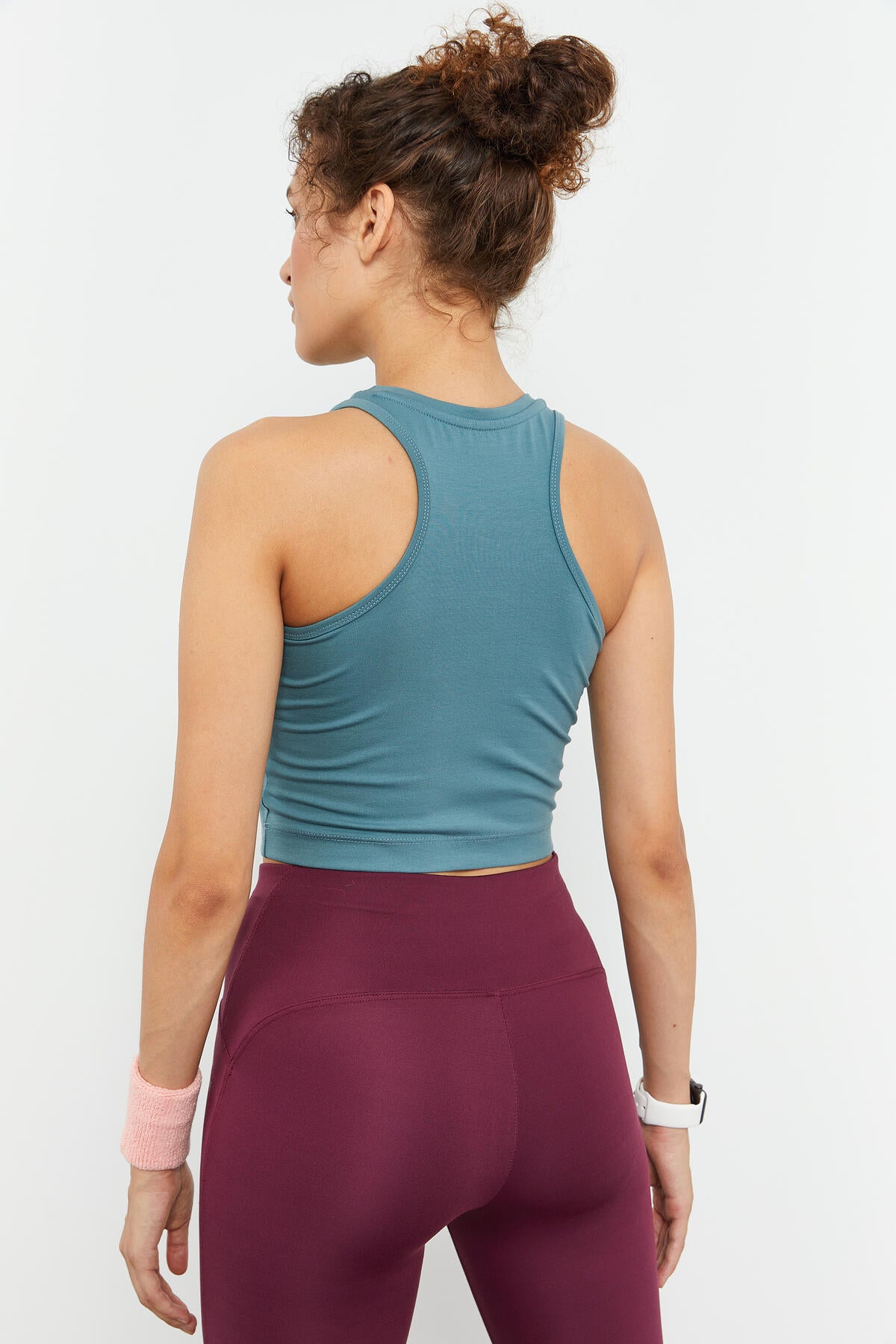 Mint Green Slim Fit Narrow Cut O Neck Women's Crop Top Tank - 97148