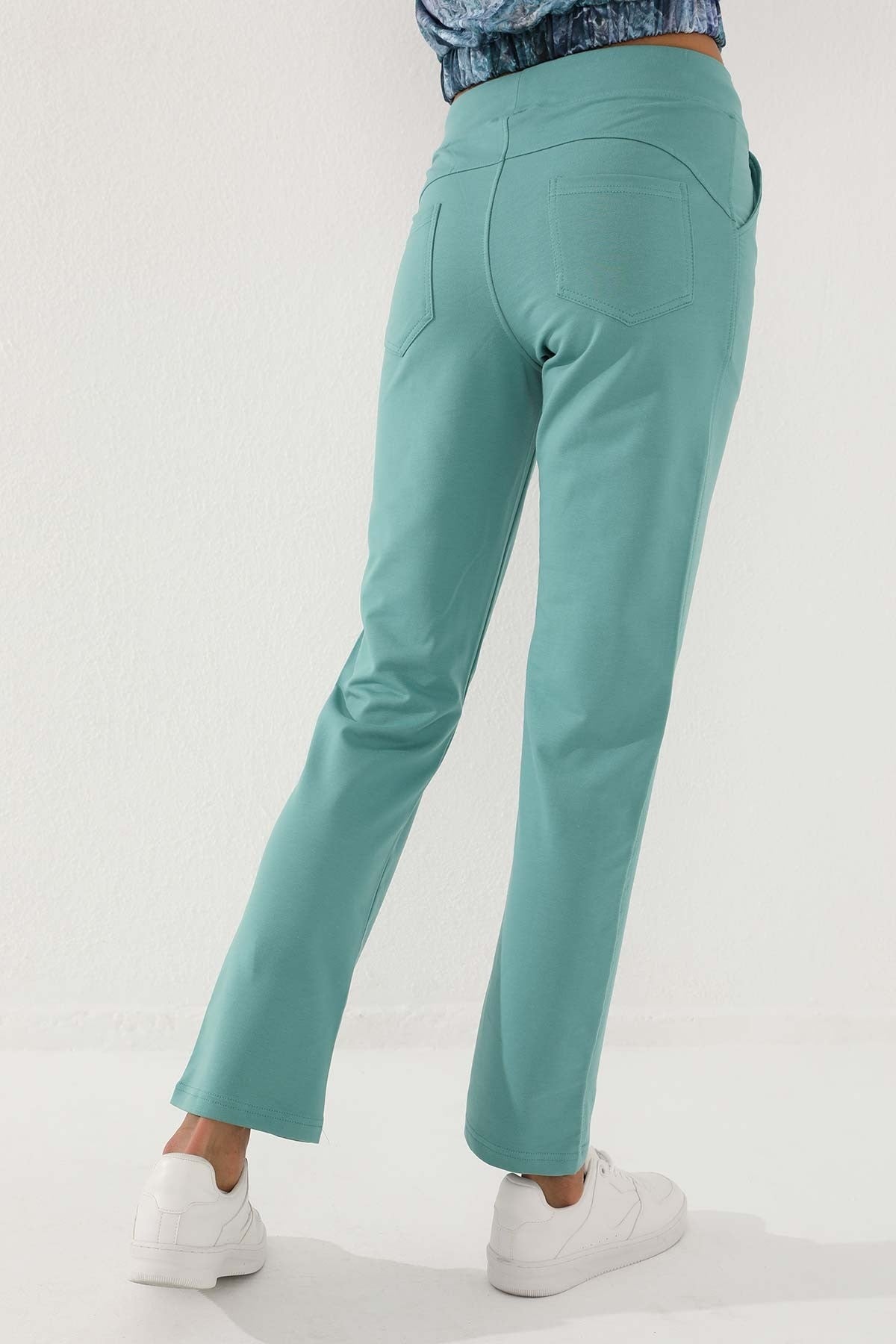Mint Green High Waist Elastic Comfort Fit Classic Leg Women's Tracksuit Bottom - 94185