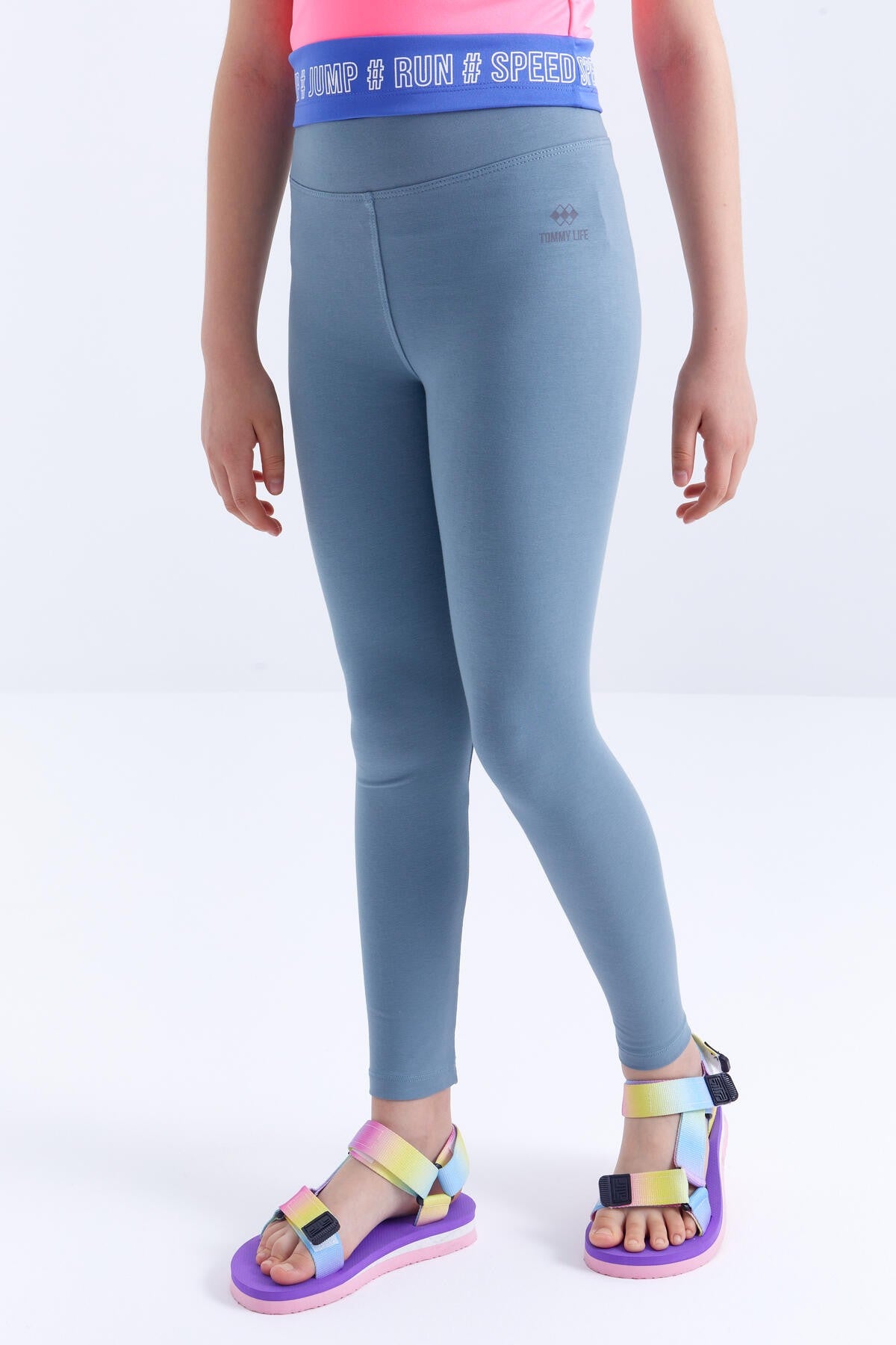 Mint Green High Waist Slim Leg Girls Tights - 75047