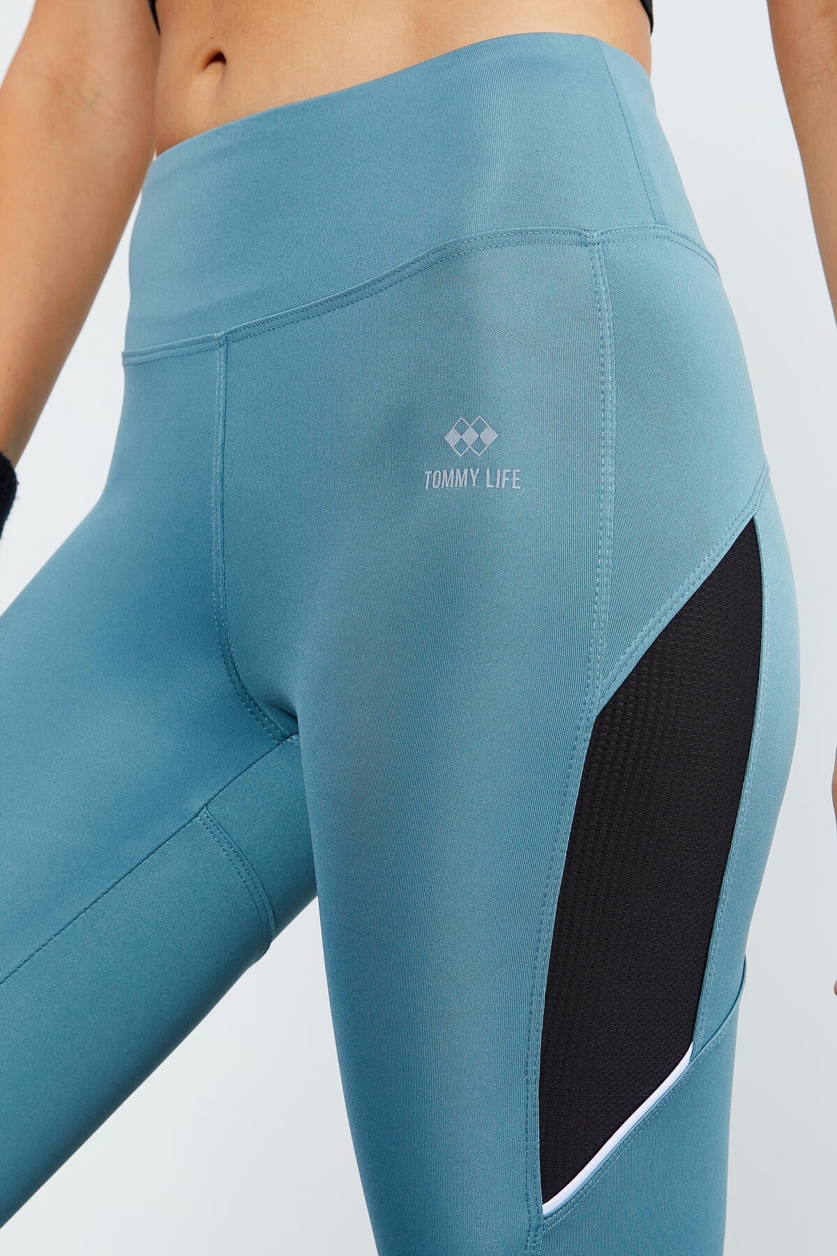Mint Green High Waist Wrap-up Tight Leg Women's Tights - 94537