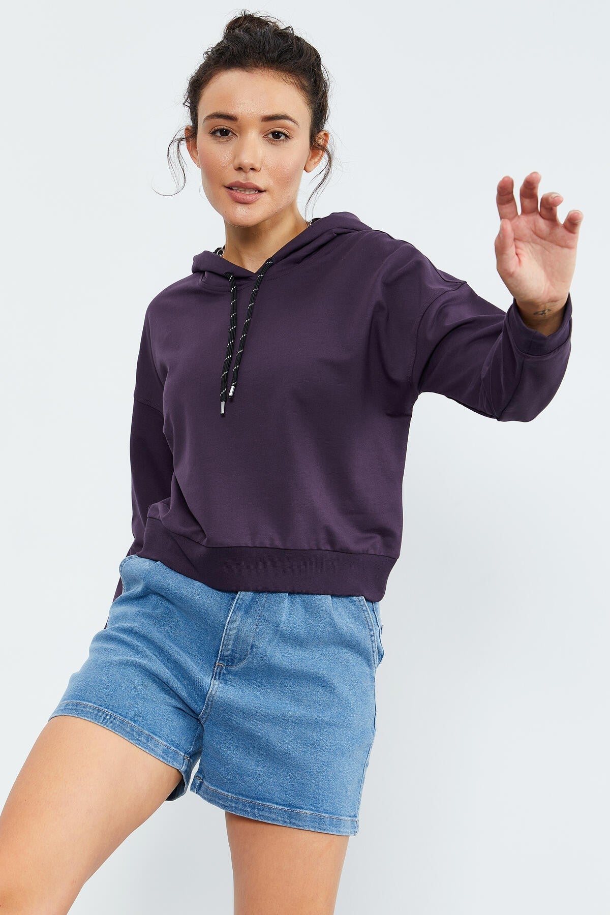 Long Sleeve Comfort Fit Hooded Women's Sweatshirt - 97115