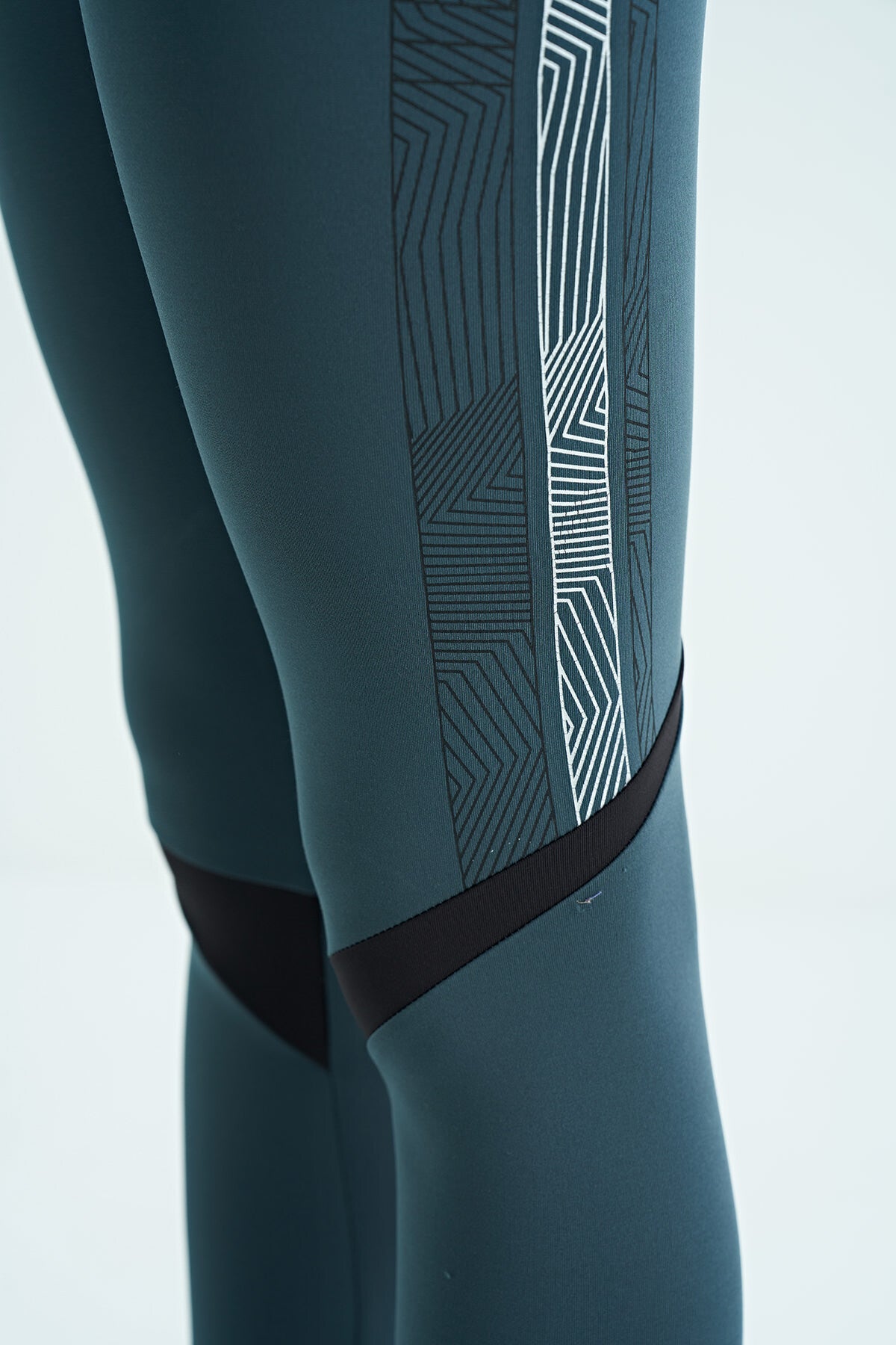 Forest Green Print Detailed High Waist Slim Fit Women's Tights - 94640