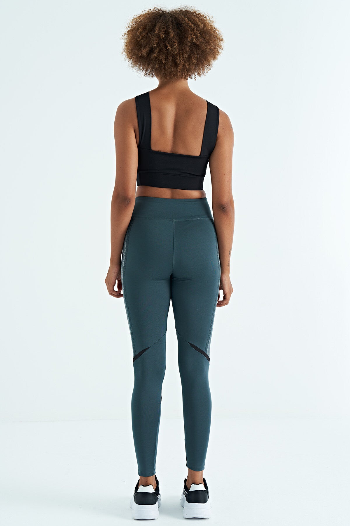 Forest Green Print Detailed High Waist Slim Fit Women's Tights - 94640