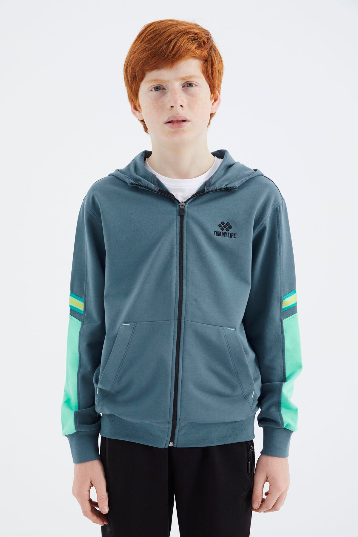 Forest Green Zippered Boys' Sweatshirt - 11180