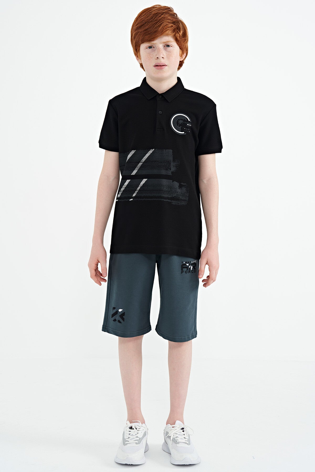 Forest Green Hidden Pocket Detailed Embroidered Pattern Laced Standard Fit Boys' Shorts - 10886