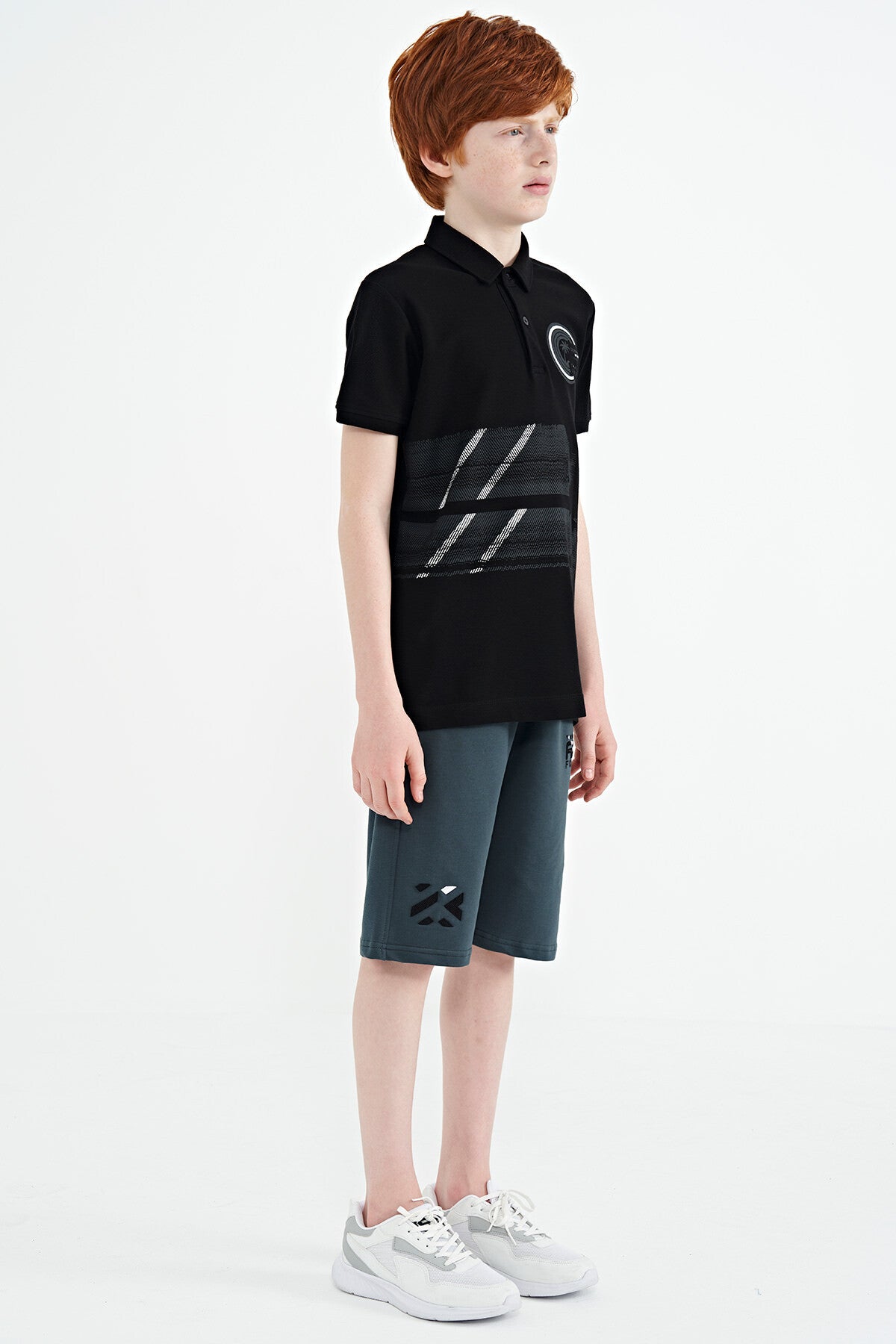 Forest Green Hidden Pocket Detailed Embroidered Pattern Laced Standard Fit Boys' Shorts - 10886