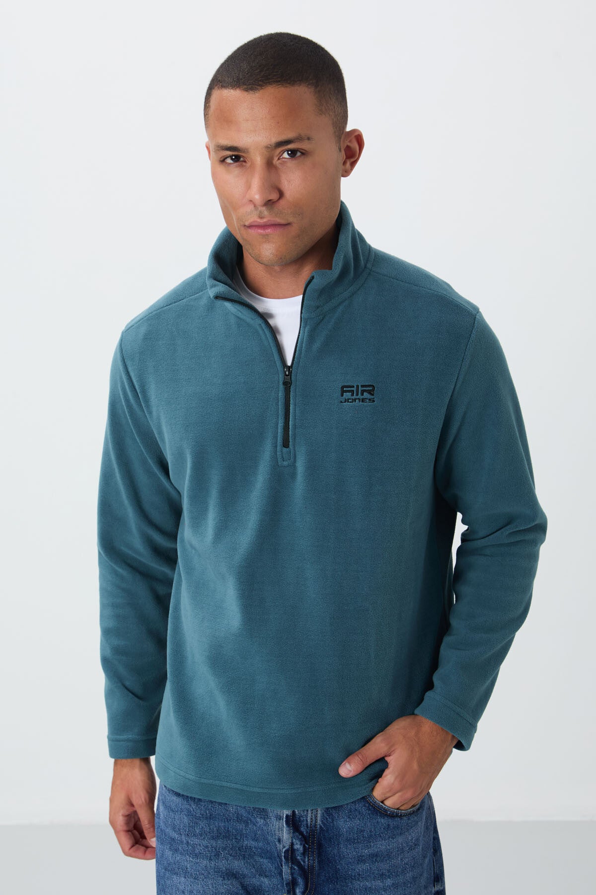 River Forest Green Straight Collar Men's Fleece Sweatshirt - 88310