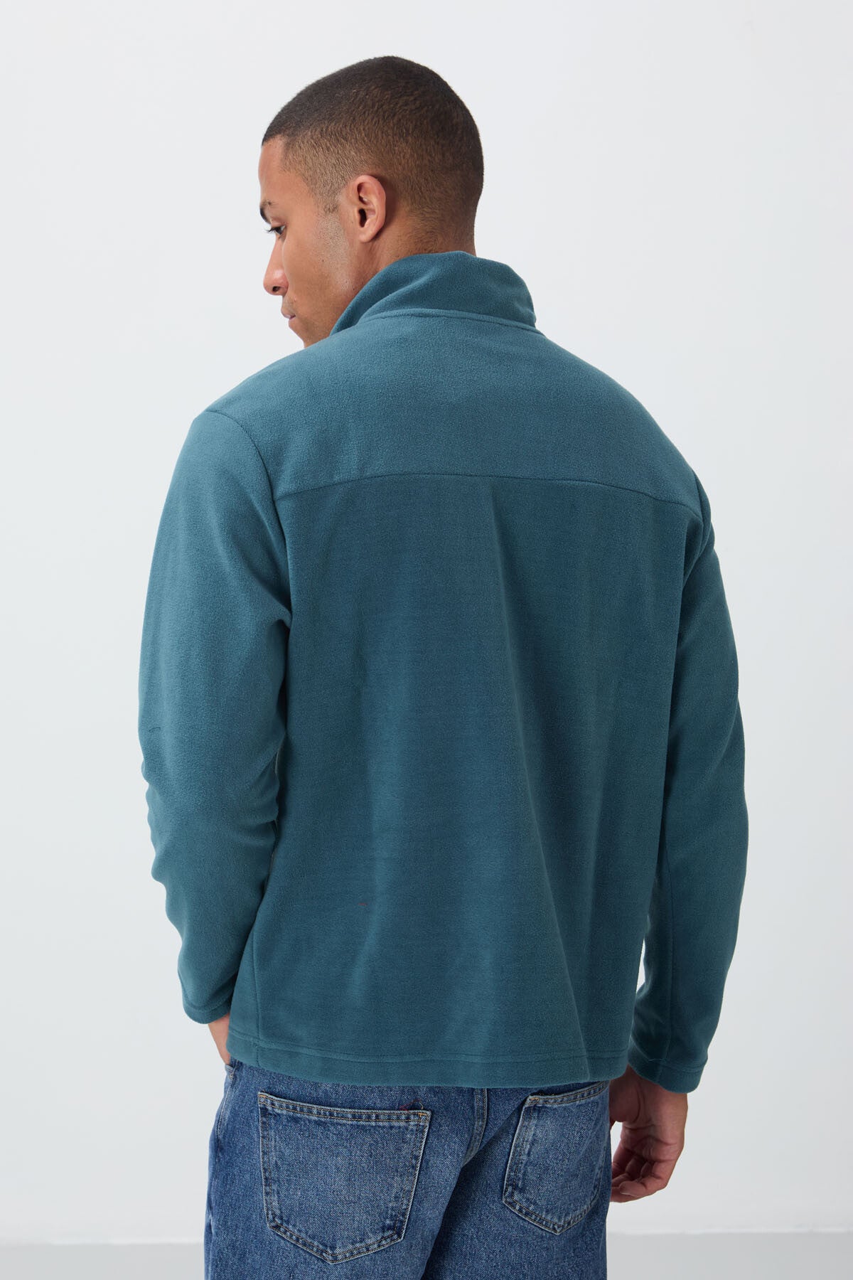 River Forest Green Straight Collar Men's Fleece Sweatshirt - 88310