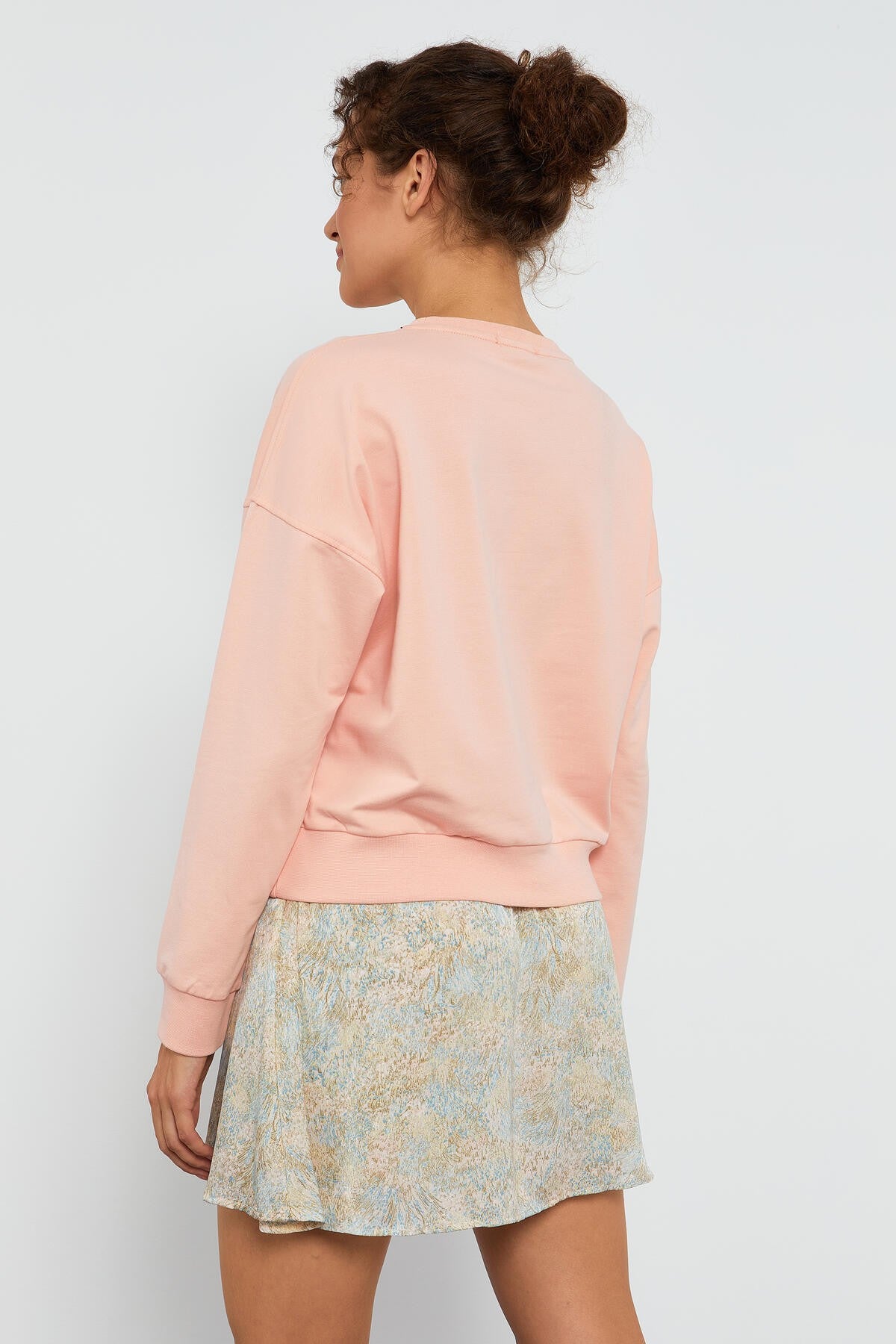 Pink Basic Comfort Fit O Neck Women's Sweatshirt - 97114