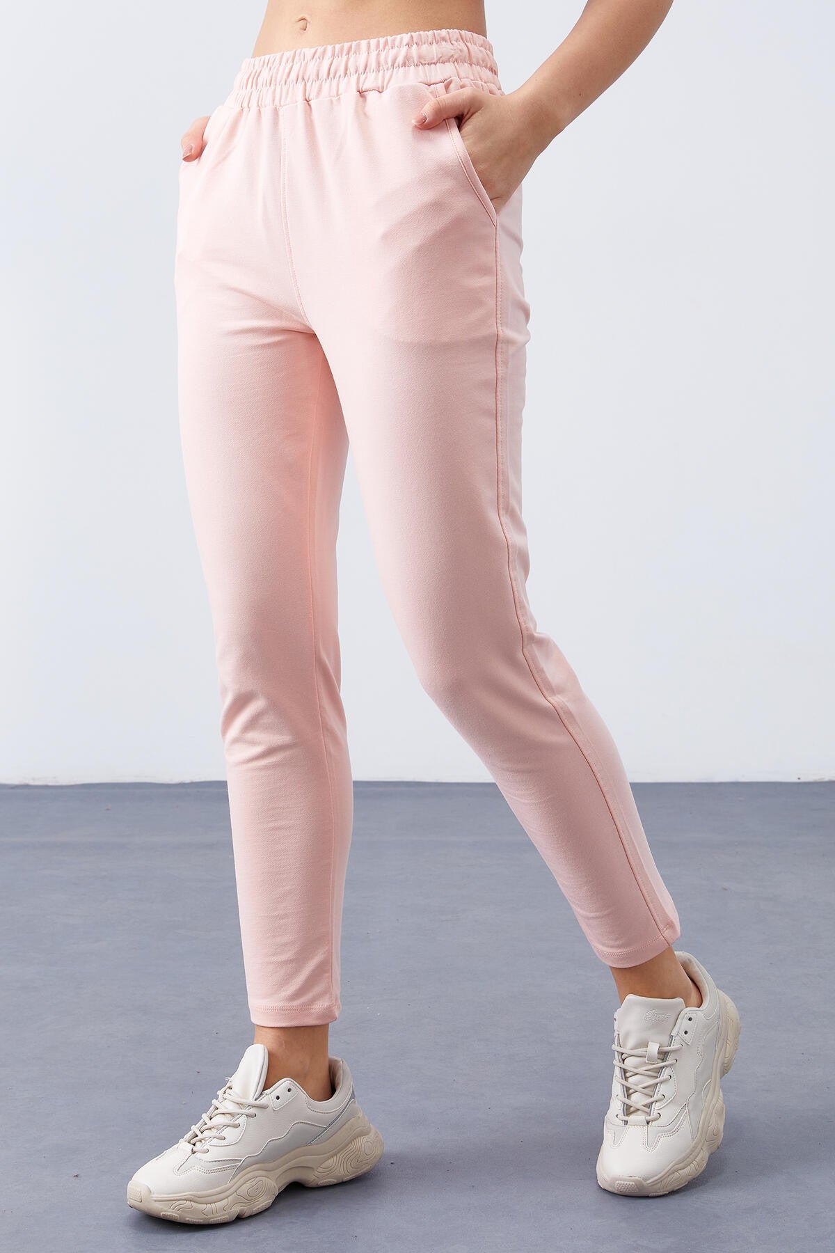 Pink high-waisted jogger comfy form short sleeve women tracksuit Pants