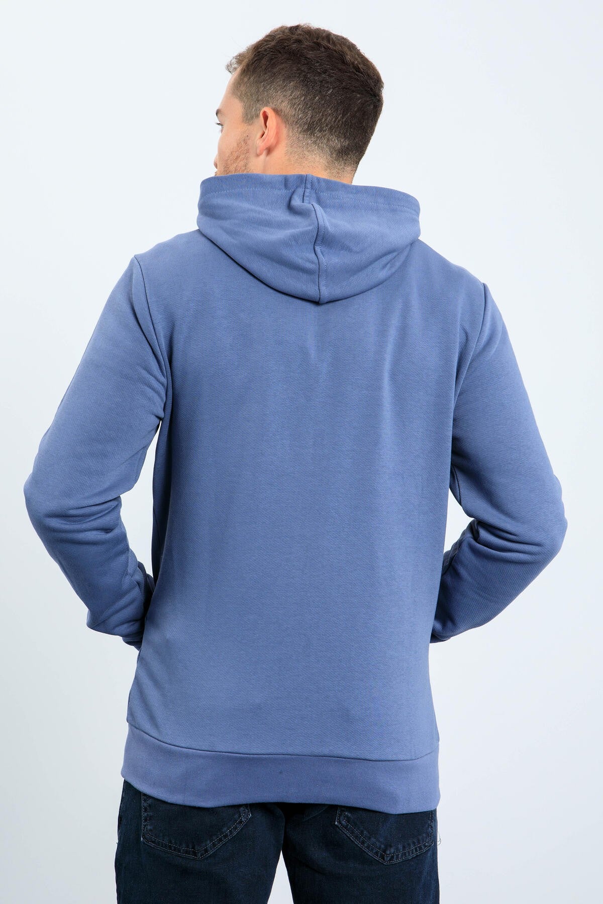 Petrol Basic Hooded Comfort Fit Embroidered Detailed Zipper Men's Sweatshirt - 88035