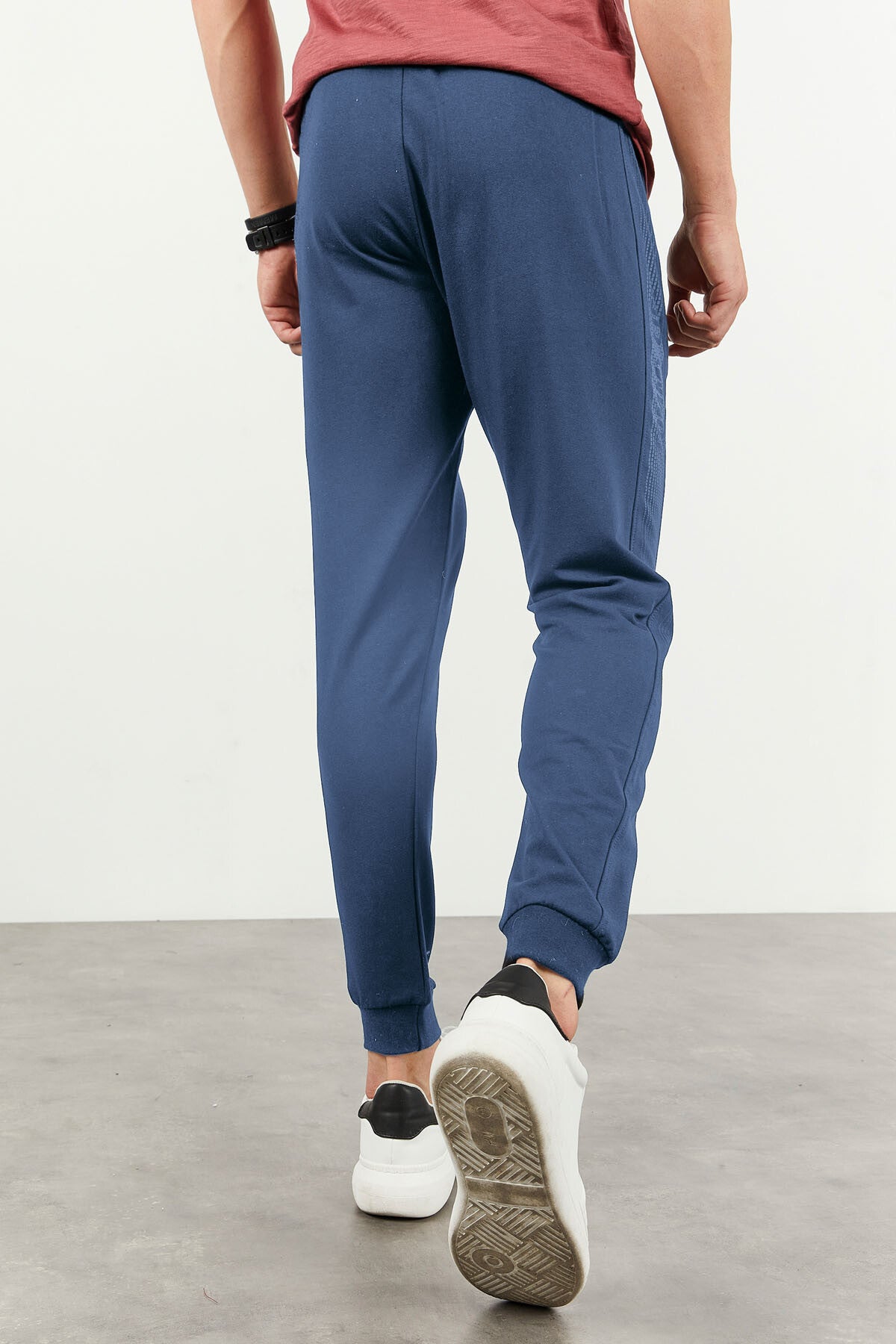 Petrol Zippered Printed Standard Mold Jogger Men's Tracksuit Bottom - 84657
