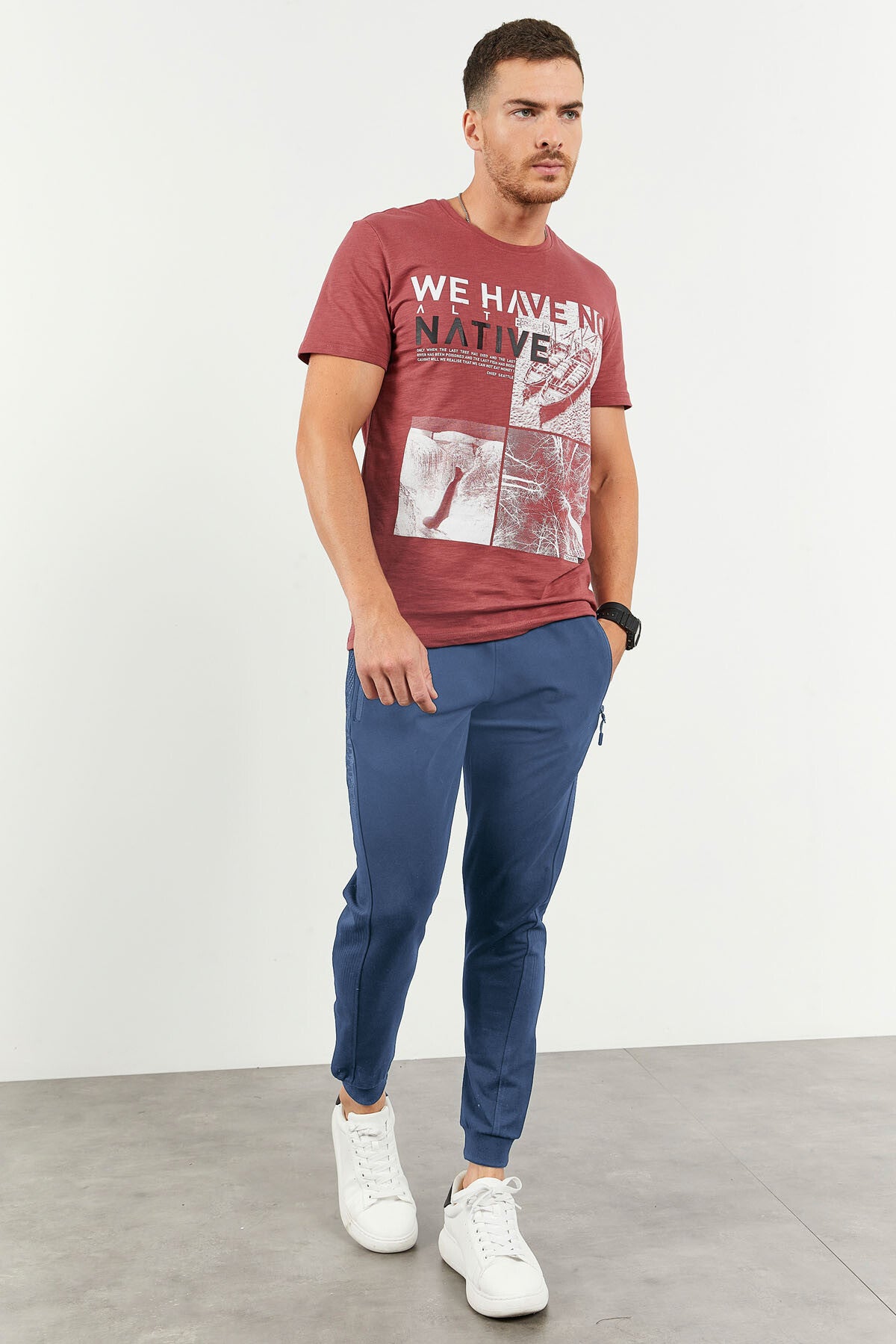 Petrol Zippered Printed Standard Mold Jogger Men's Tracksuit Bottom - 84657