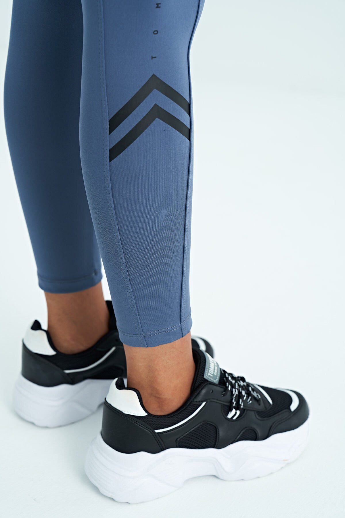Petrol Strip Detailed Scuba Fabric Slim Fit High Waist Women's Tights - 94637