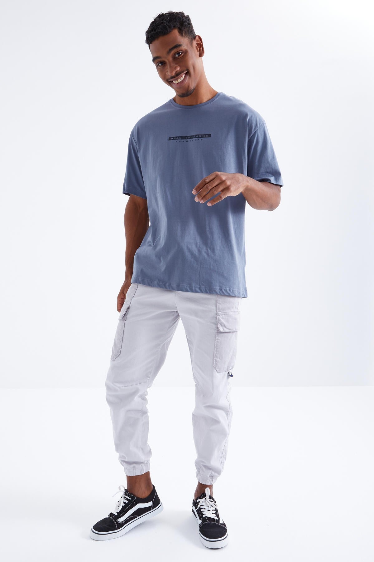 Petrol Back Print O Collar Men's Oversize T-Shirt - 88100